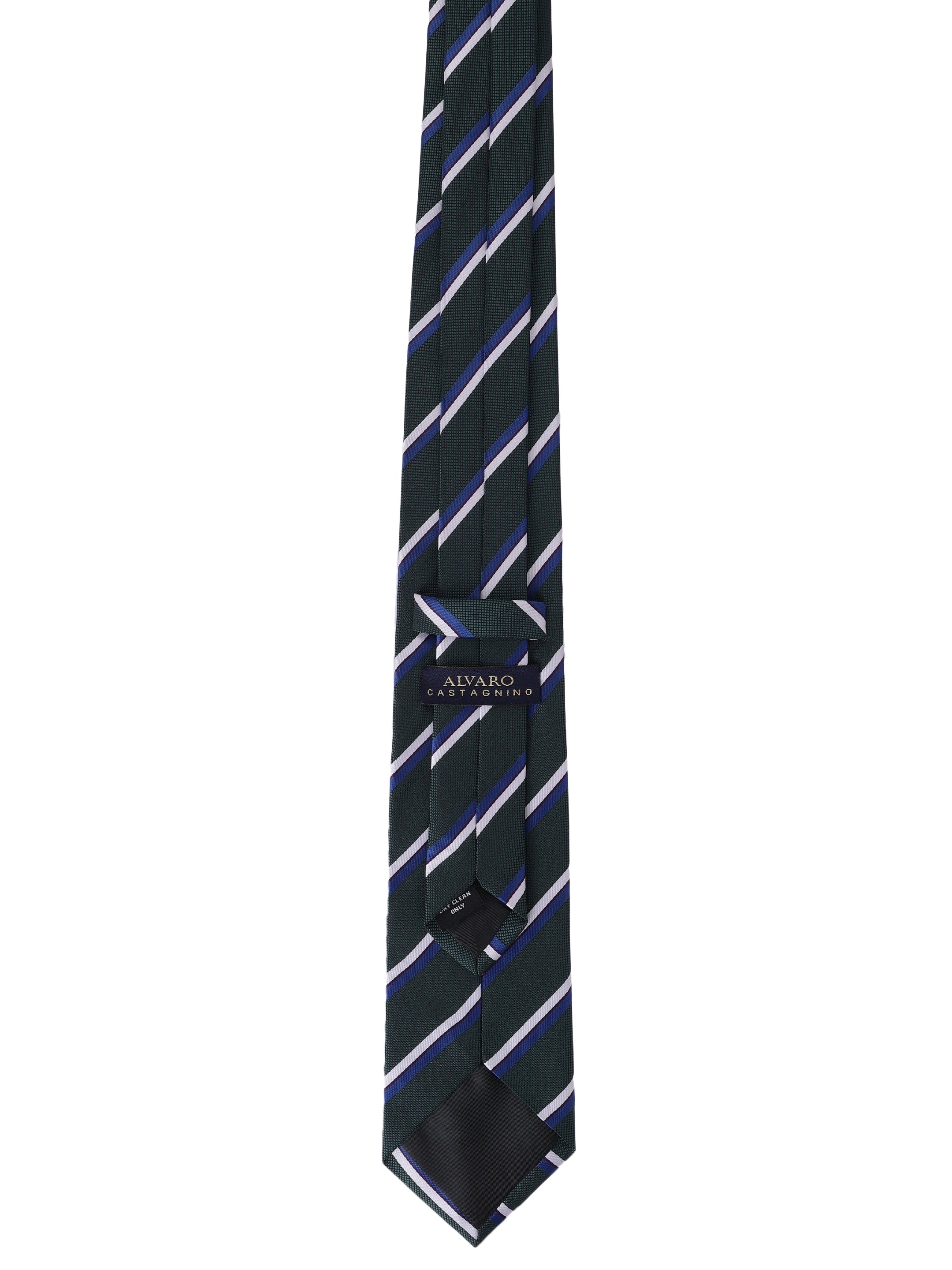 Alvaro Castagnino Men Green & Blue Woven Striped Skinny Tie