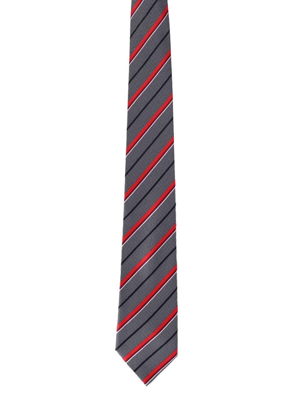 Alvaro Castagnino Men Grey & Maroon Woven Striped Skinny Tie