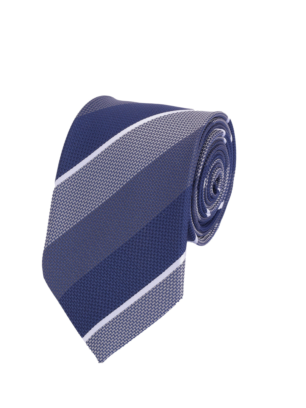 Alvaro Castagnino Men Blue & Grey Woven Striped Skinny Tie