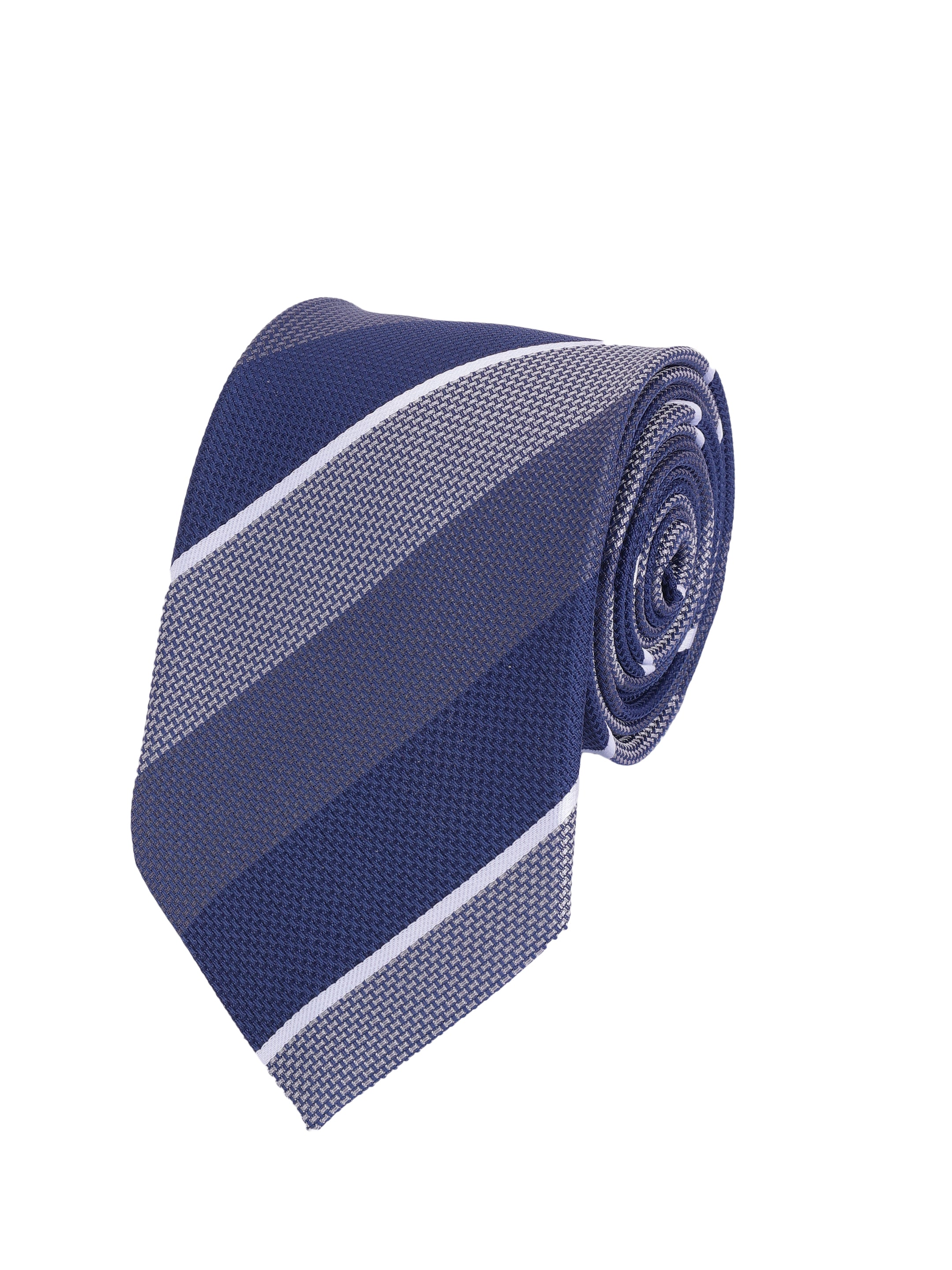 Alvaro Castagnino Men Blue & Grey Woven Striped Skinny Tie