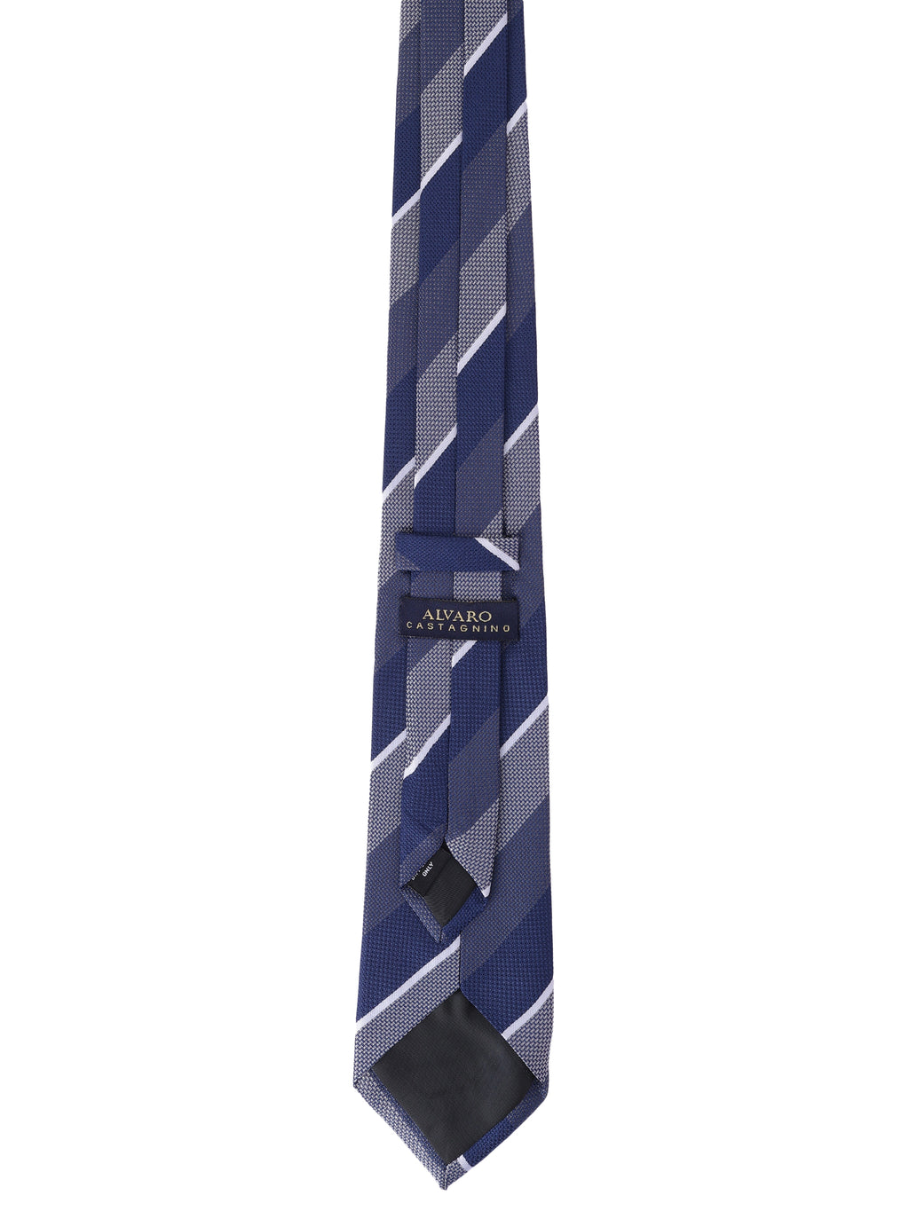 Alvaro Castagnino Men Blue & Grey Woven Striped Skinny Tie
