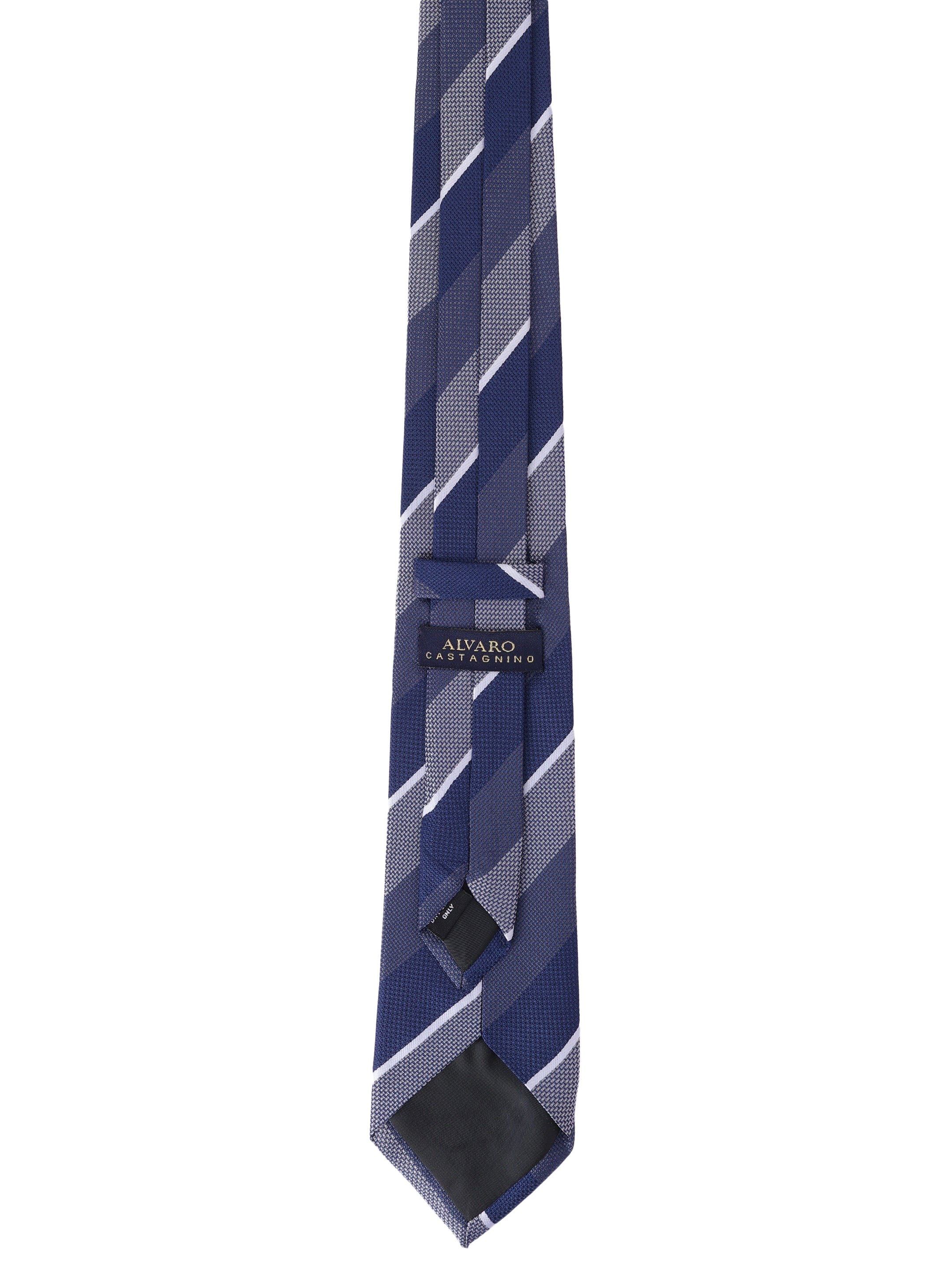 Alvaro Castagnino Men Blue & Grey Woven Striped Skinny Tie