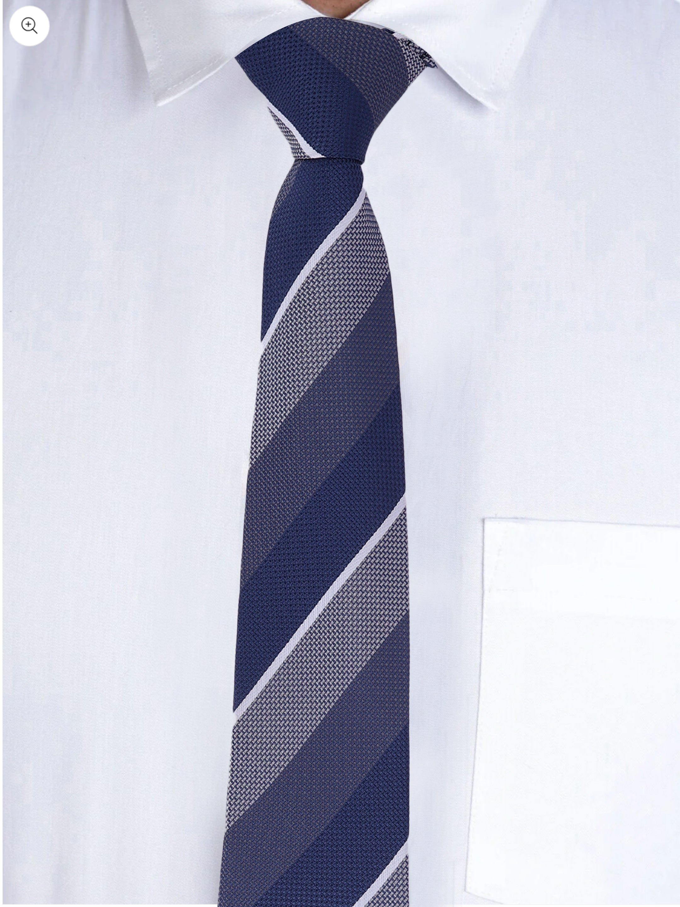 Alvaro Castagnino Men Blue & Grey Woven Striped Skinny Tie