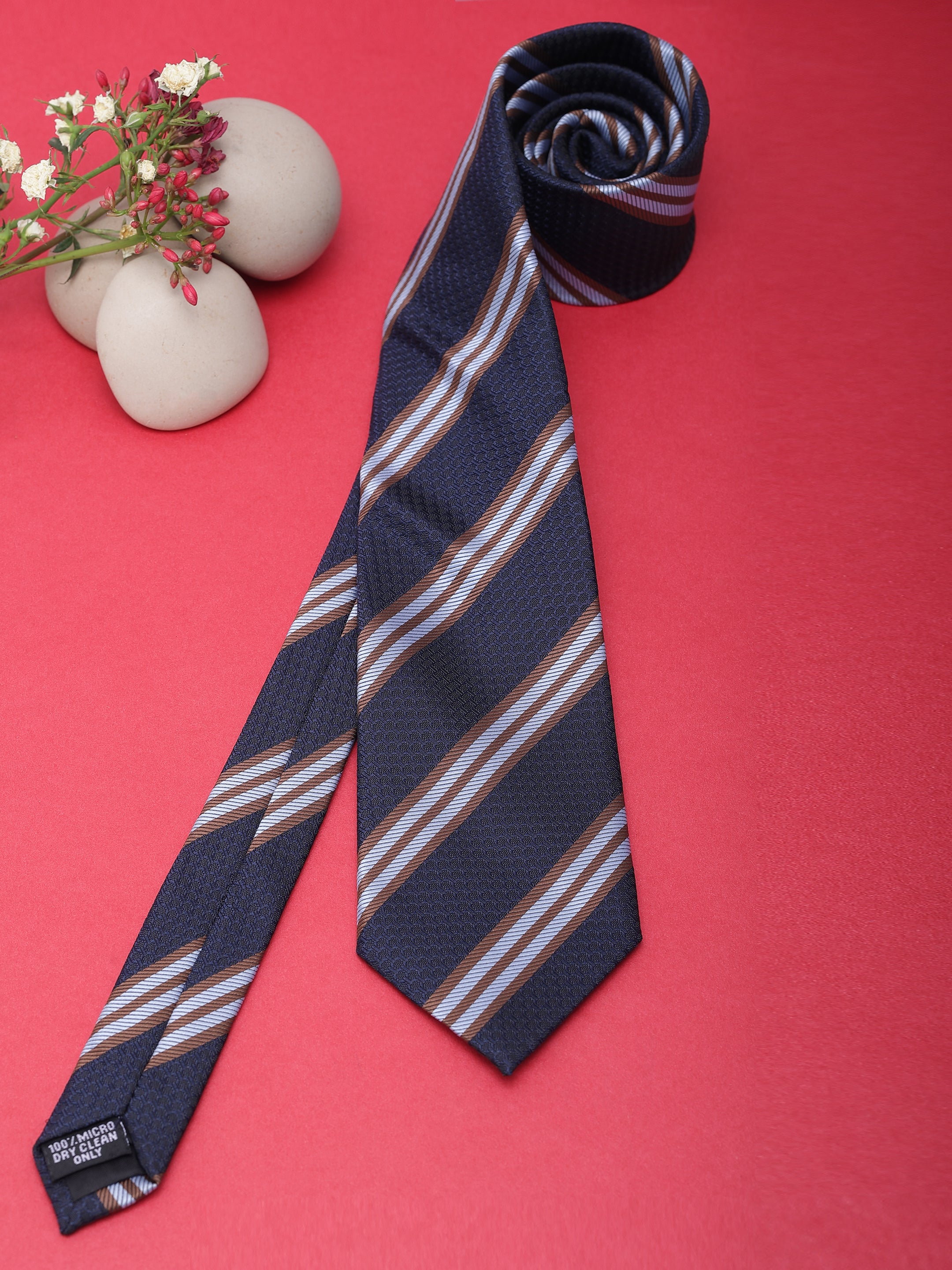 Striped Navy Blue Necktie