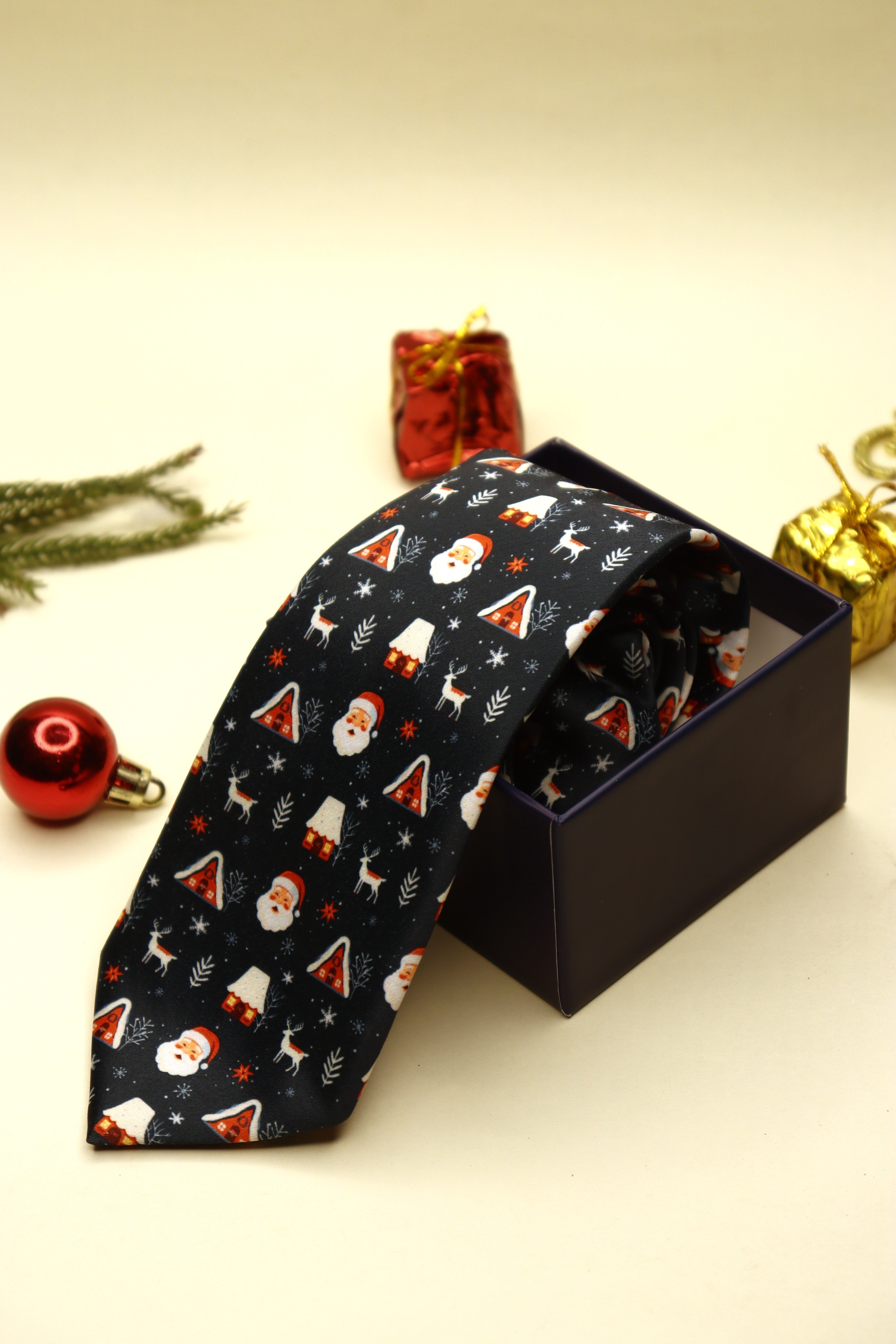 Santa Dark Blue Necktie