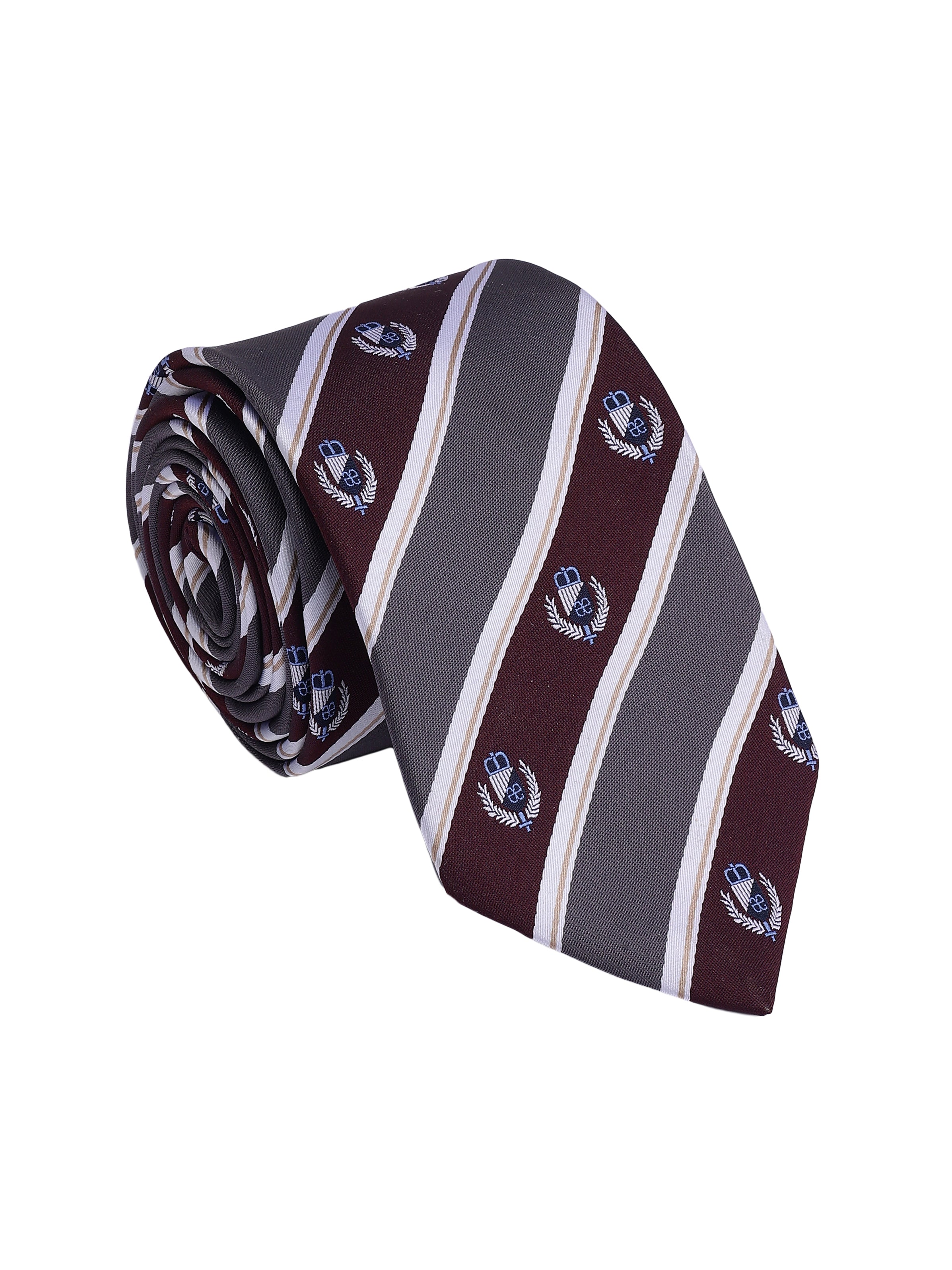 Striped tie with a pattern on a white background