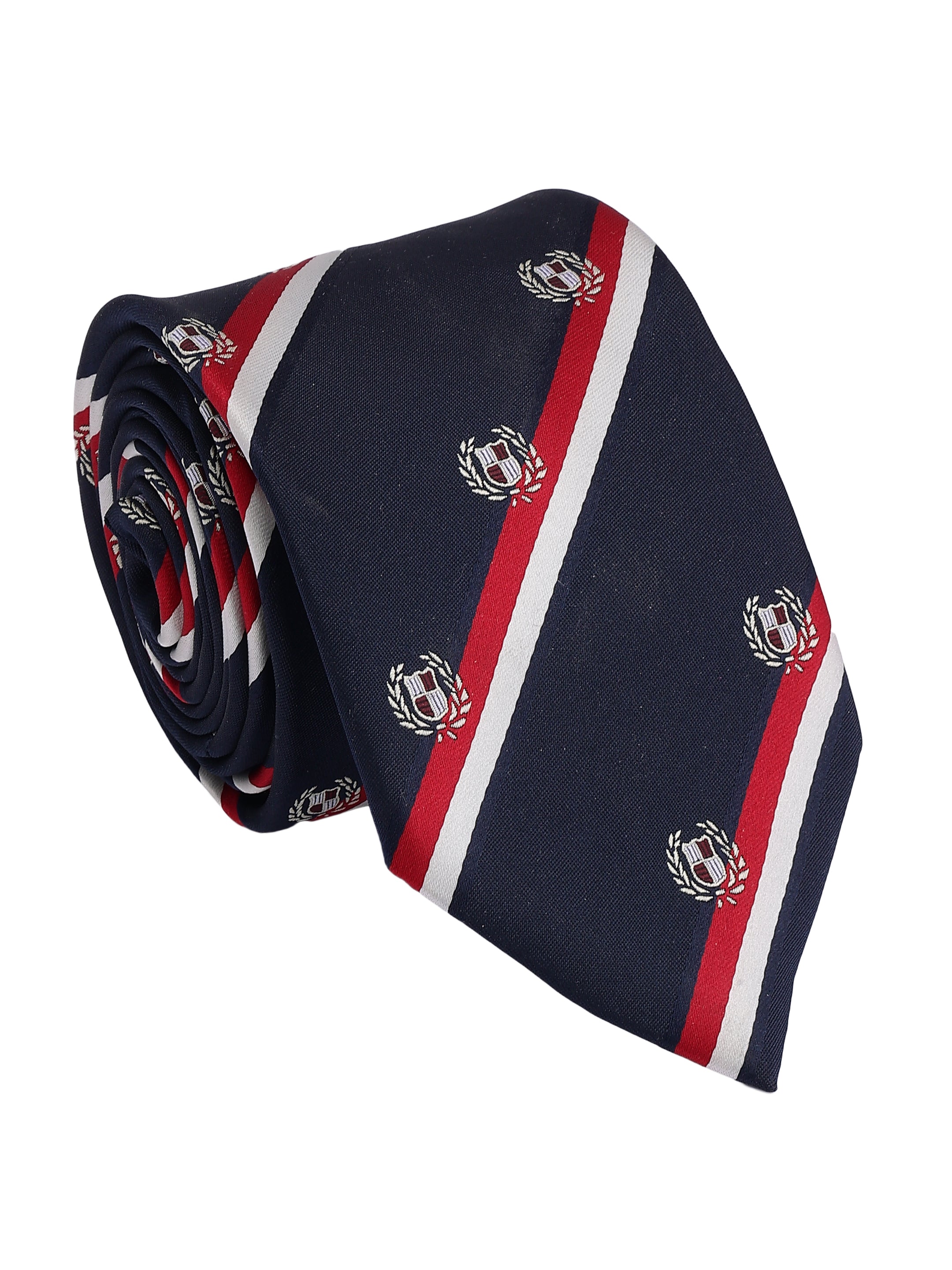 Navy Blue Striped Woven Formal Necktie