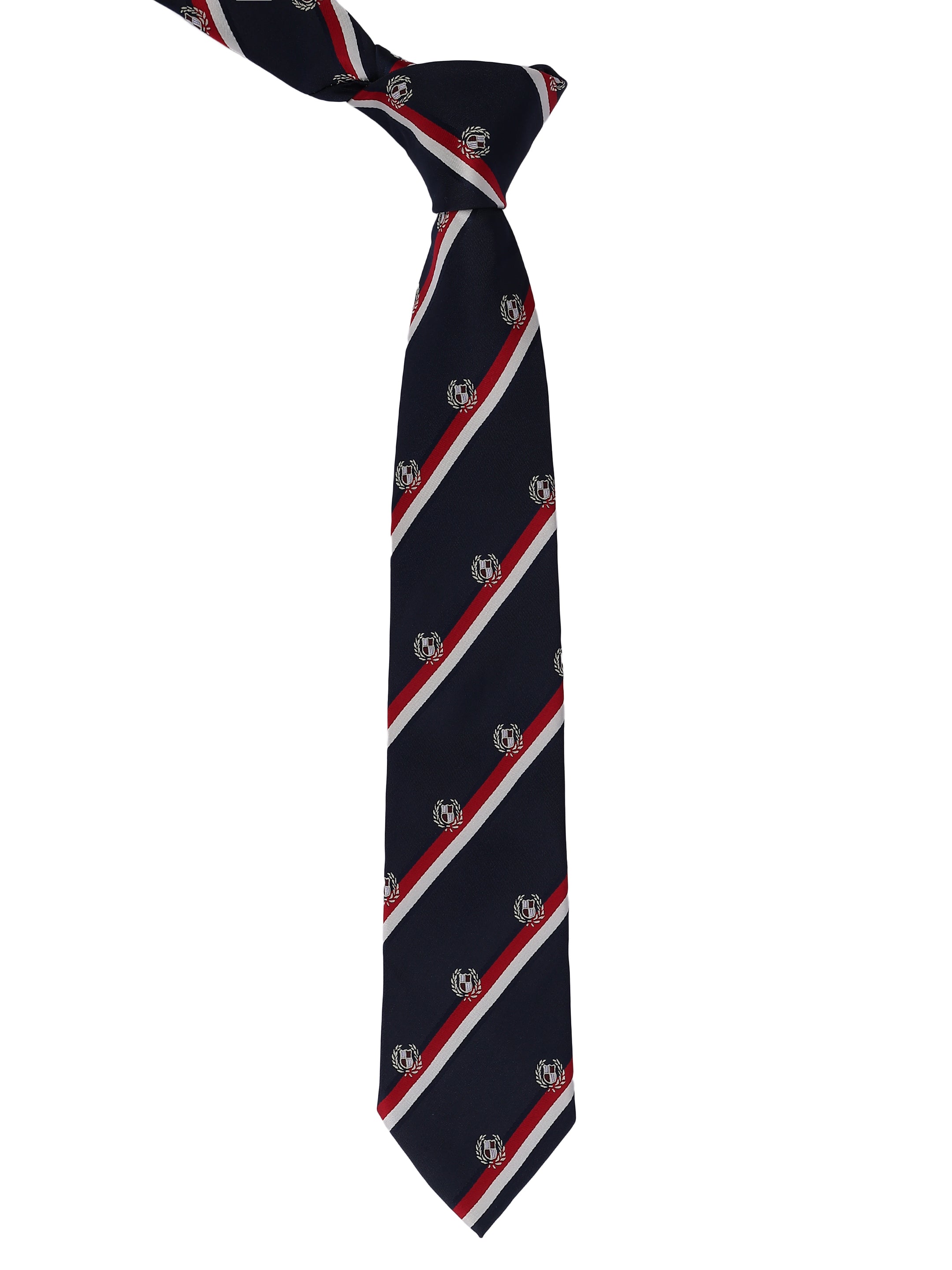 Navy Blue Striped Woven Formal Necktie