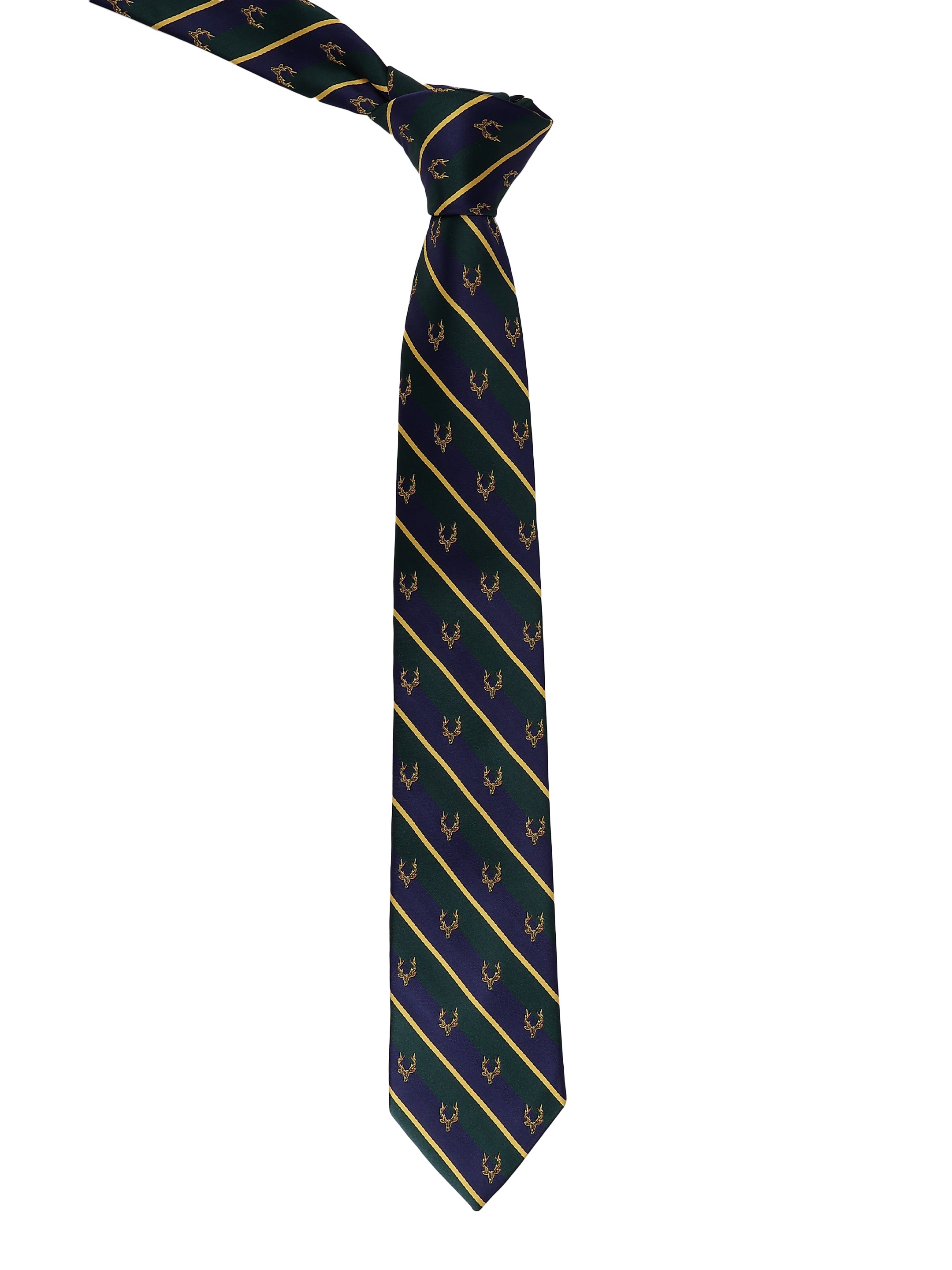 Blue & Green Striped Woven Formal Necktie