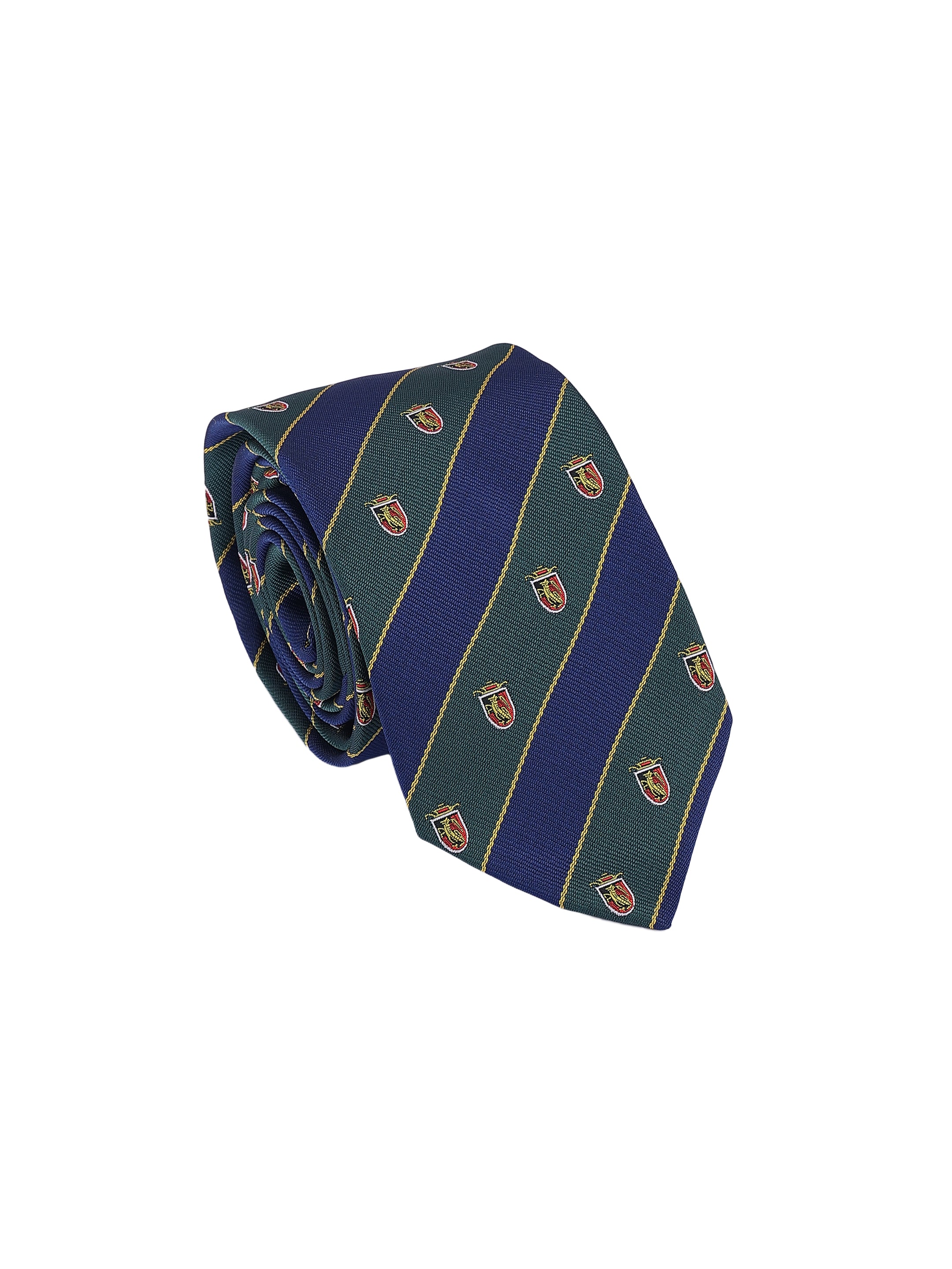 Blue & Green Striped With Motif Design Formal Tie