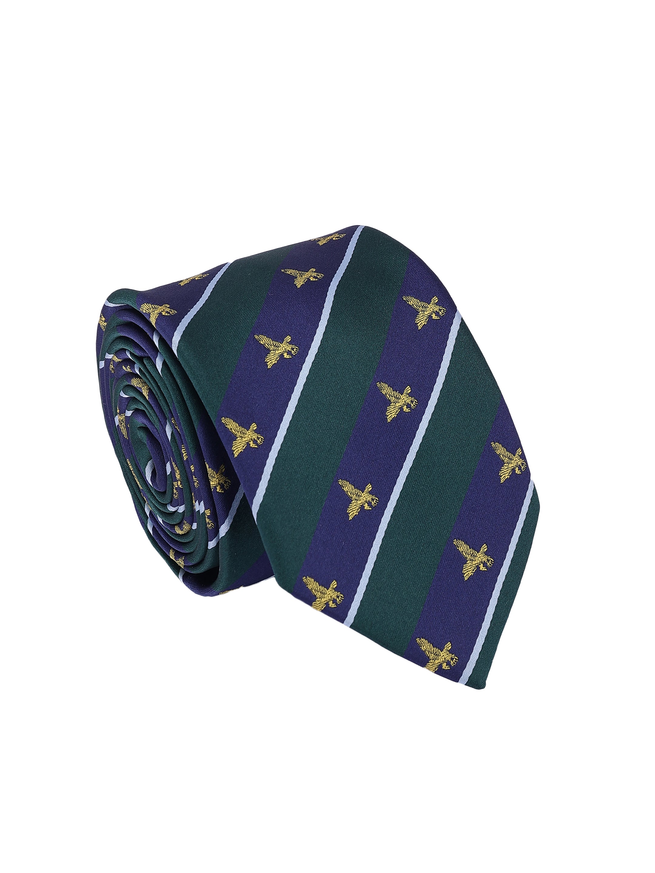 Blue & Green Striped Bird Tie