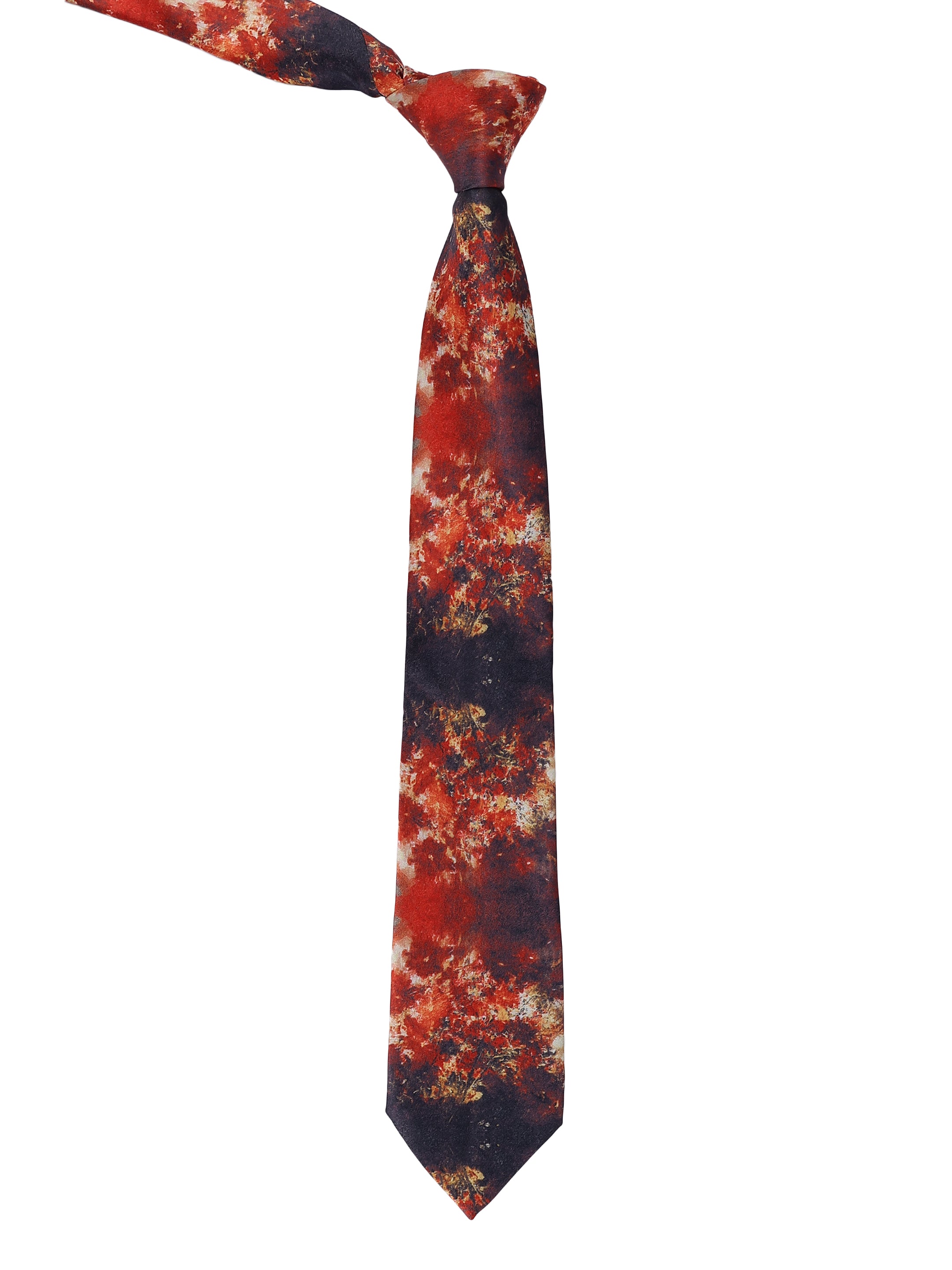 Orange & Black Abstract Printed Necktie for Men