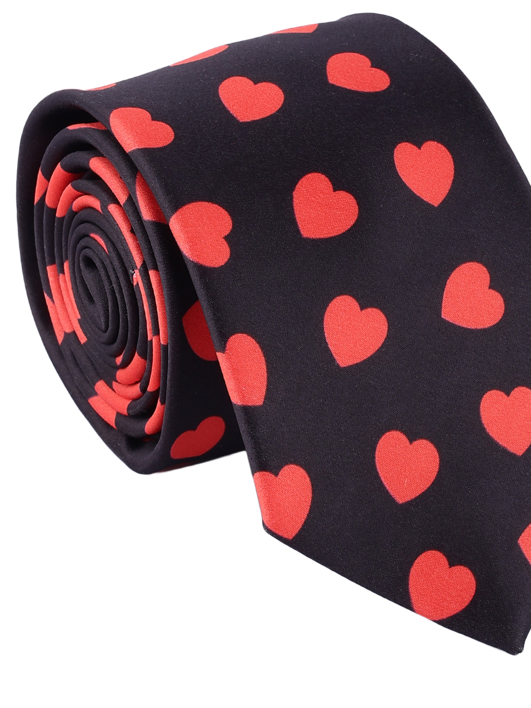 Black & Red Heart Print Valentine Necktie