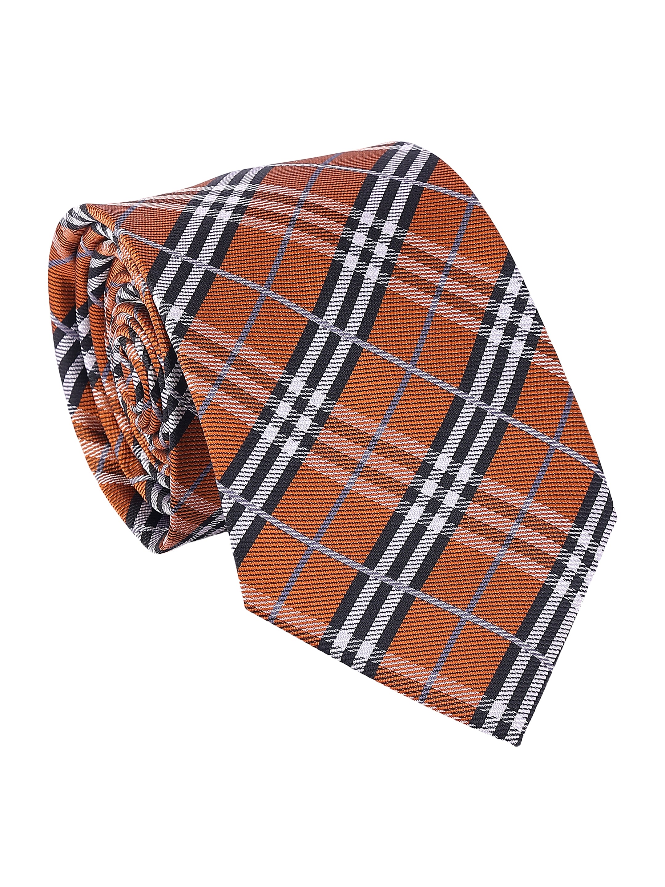 Orange & Brown Check Necktie