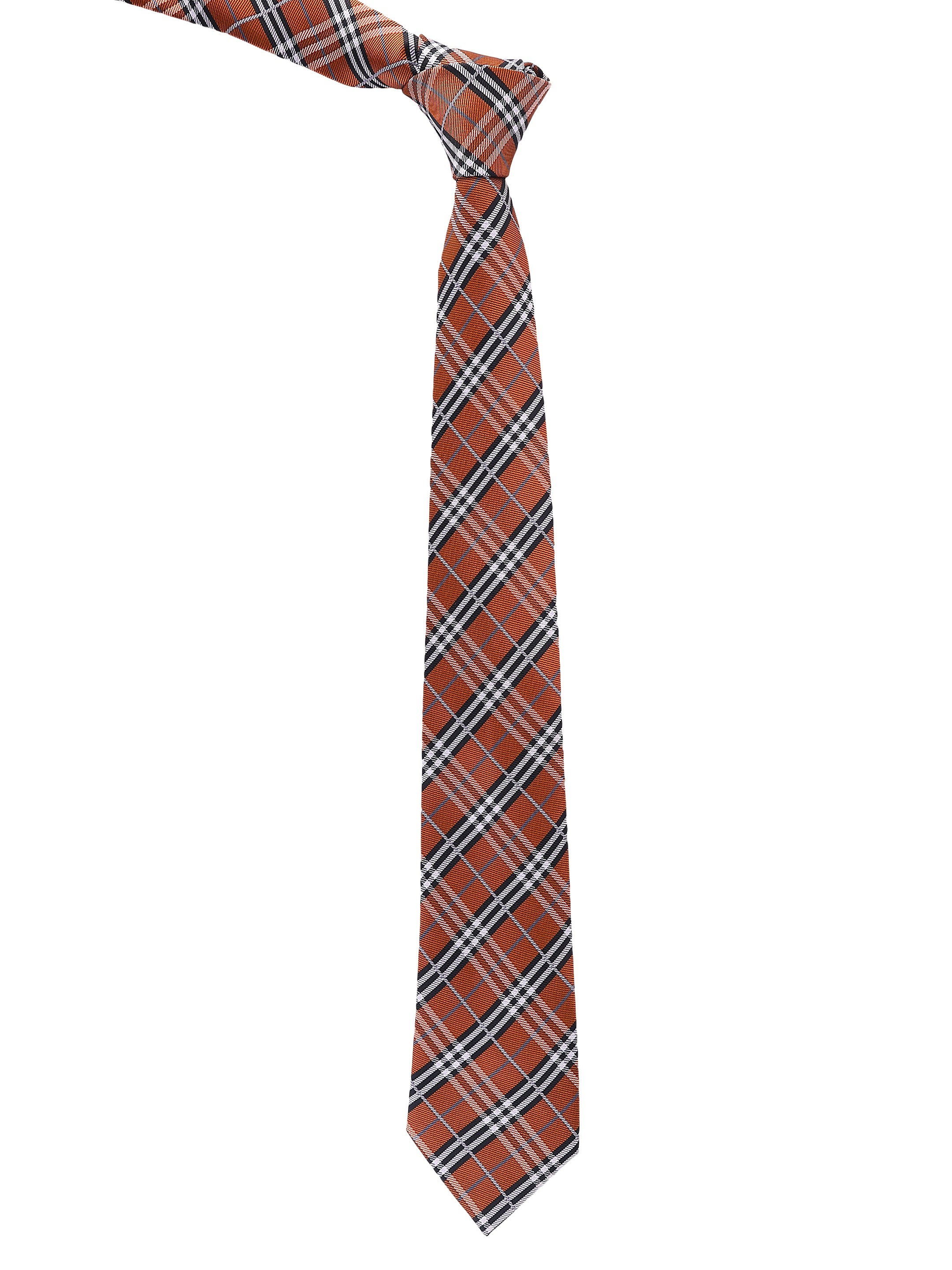Orange & Brown Check Necktie