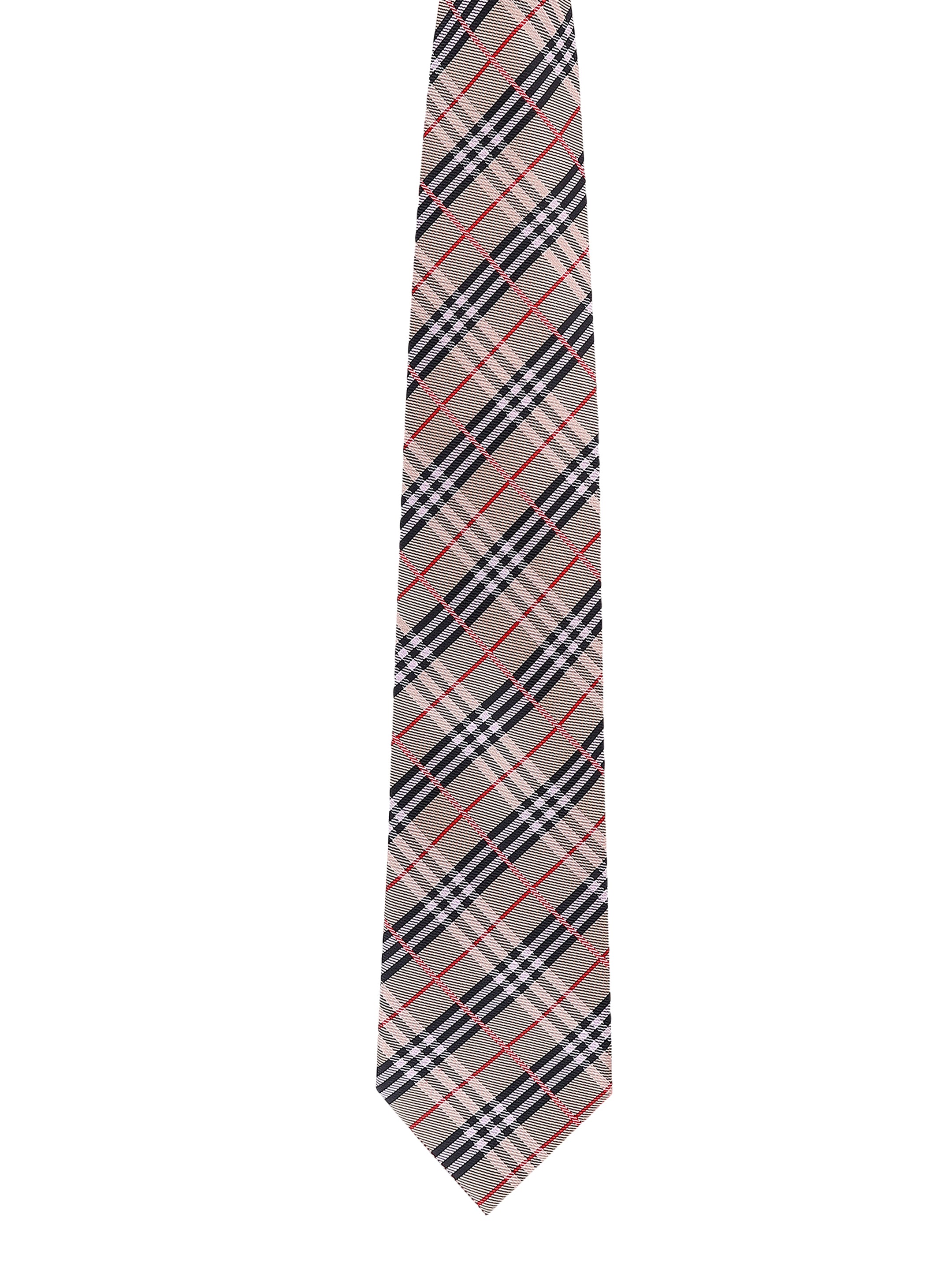 Beige & Crimson Plaid Necktie