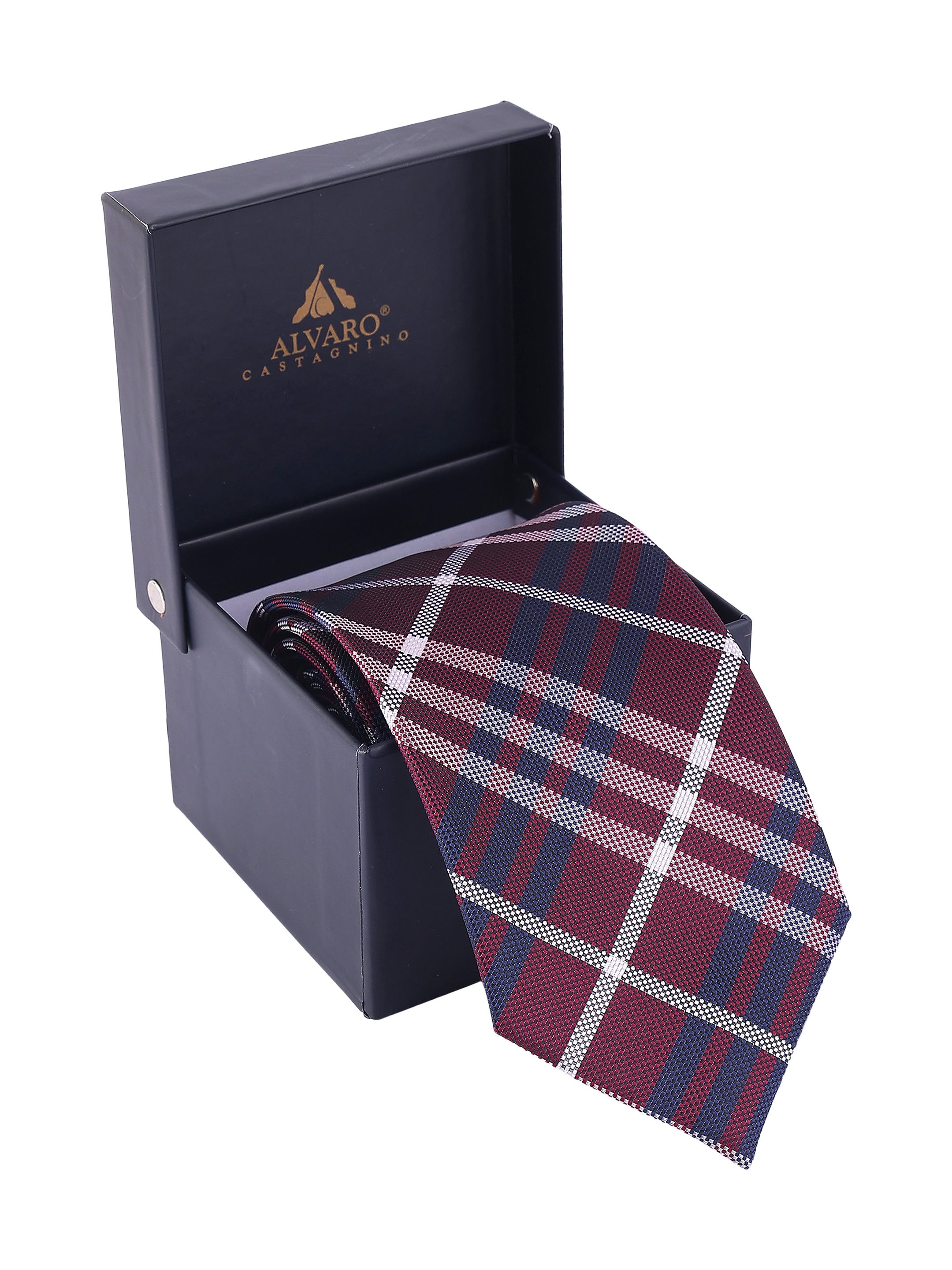 Maroon & Navy Check Necktie