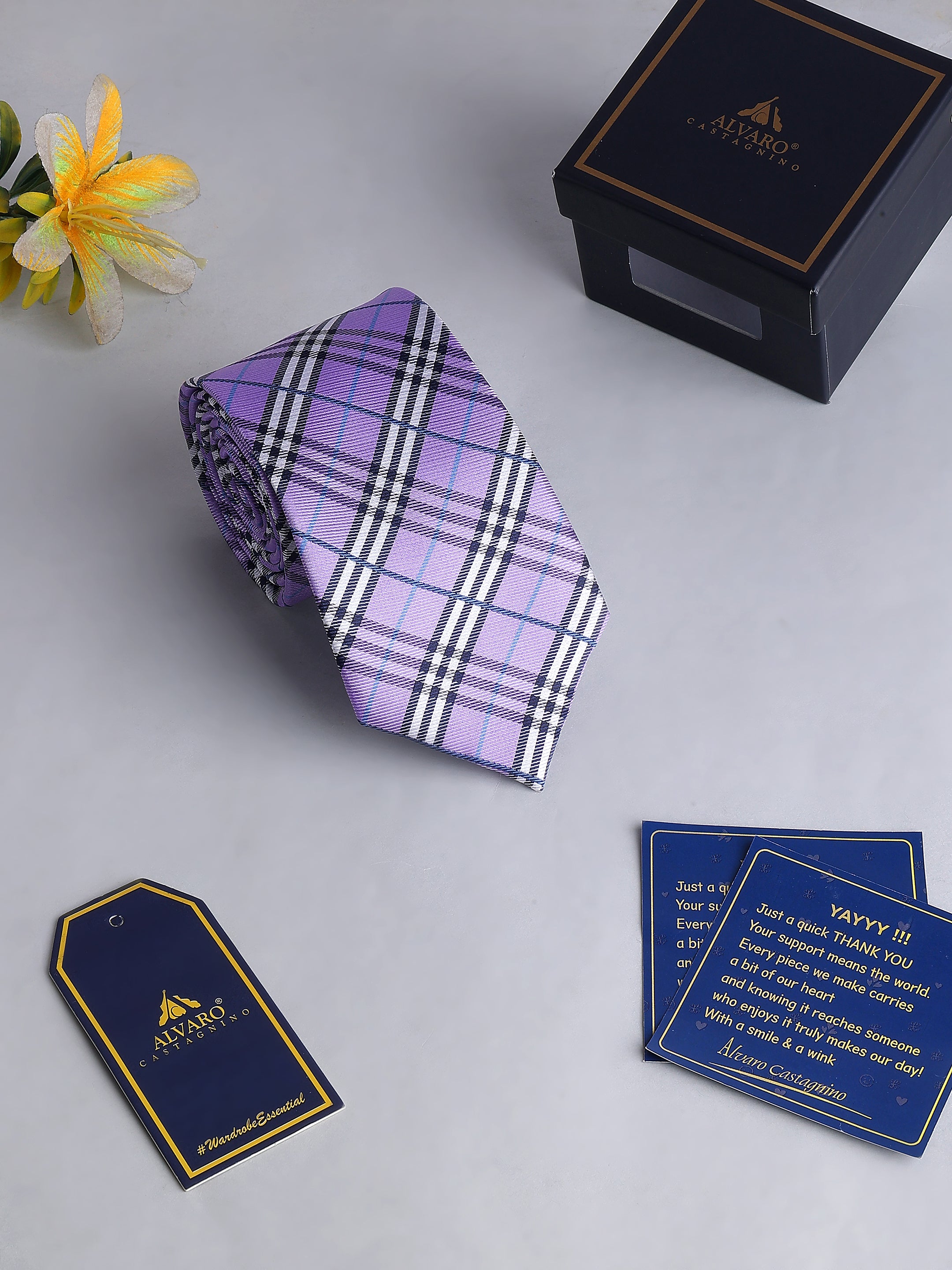 Lavender Plaid Necktie