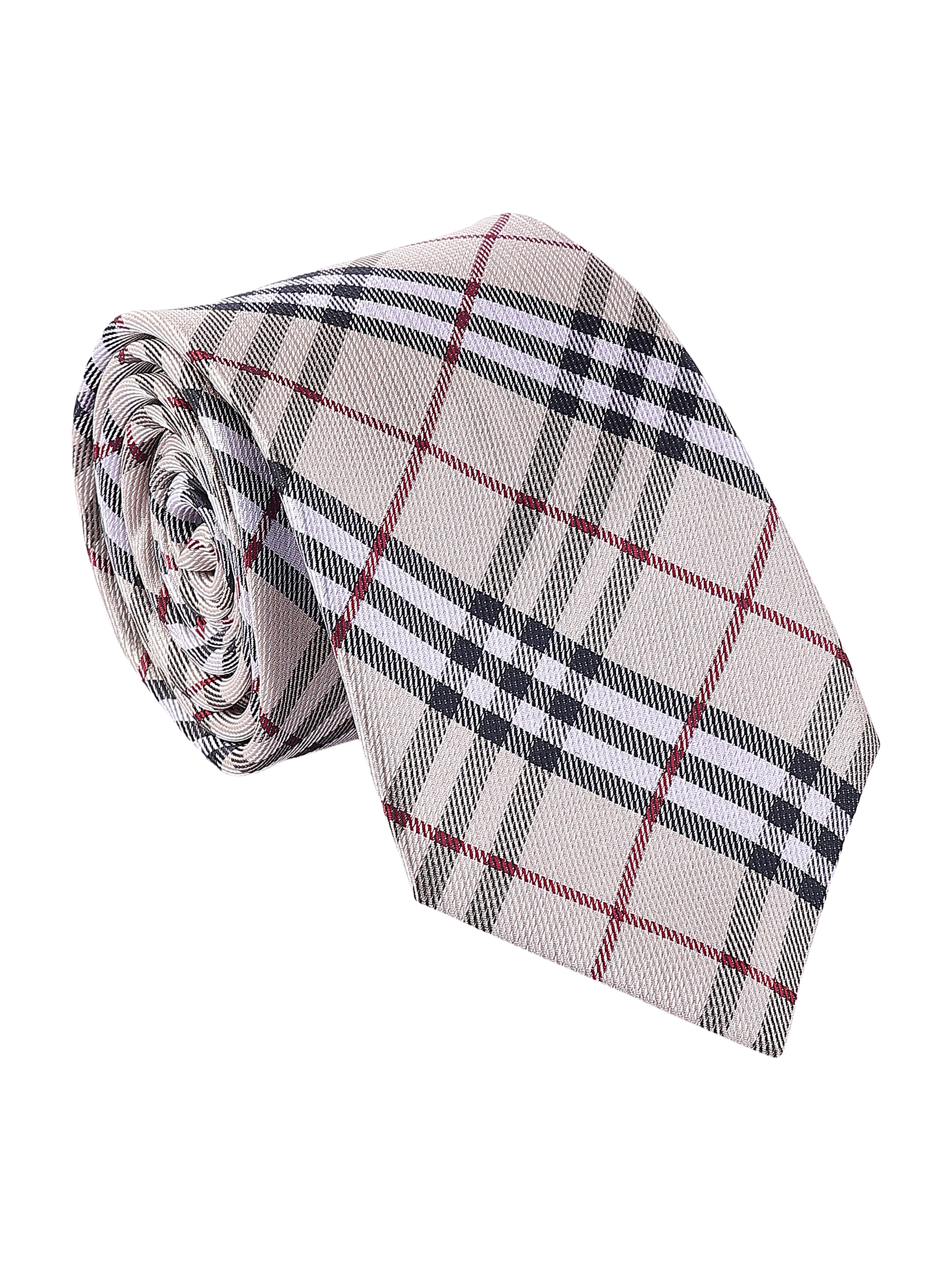 Cream & Navy Plaid Necktie