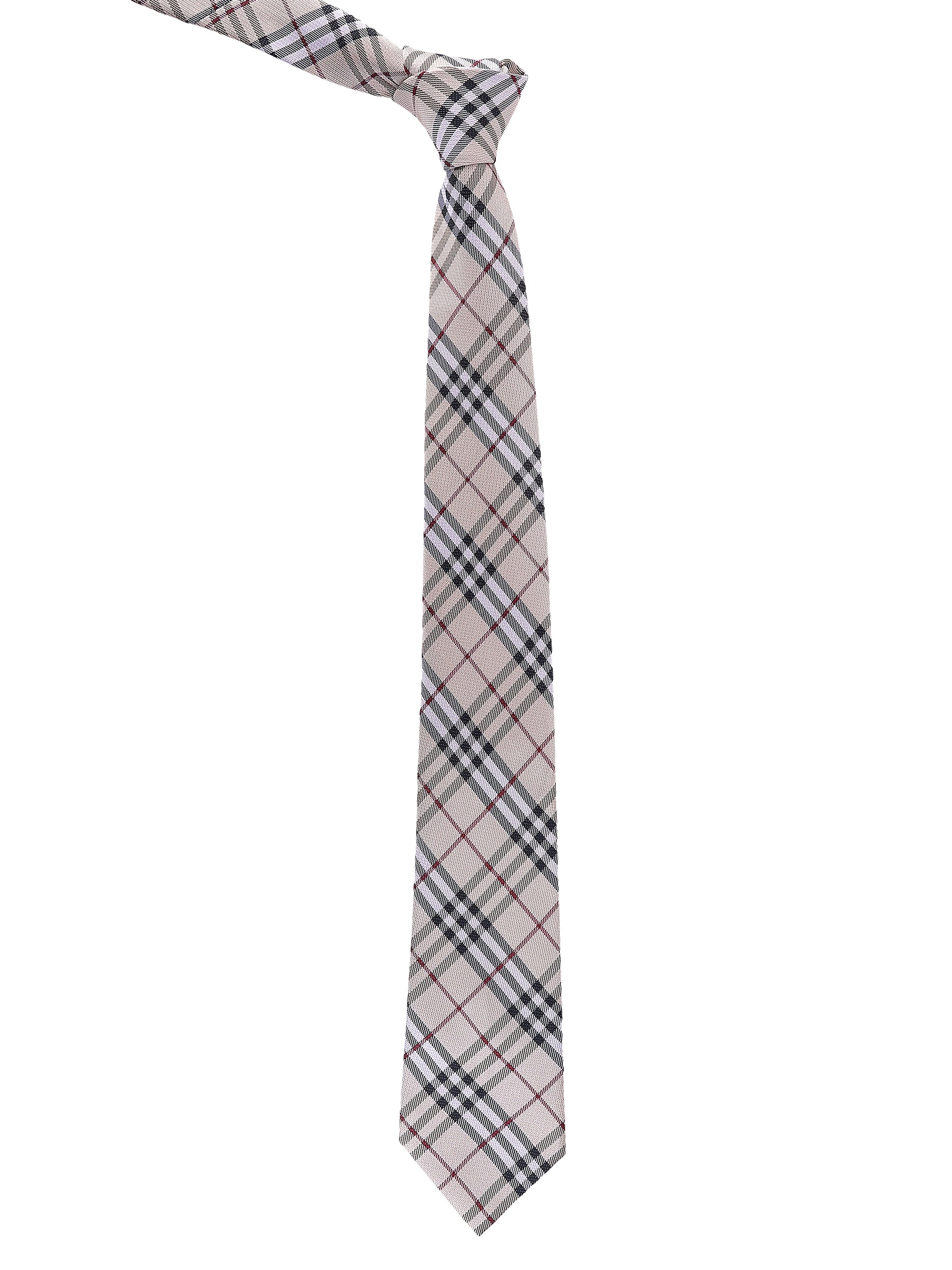 Cream & Navy Plaid Necktie