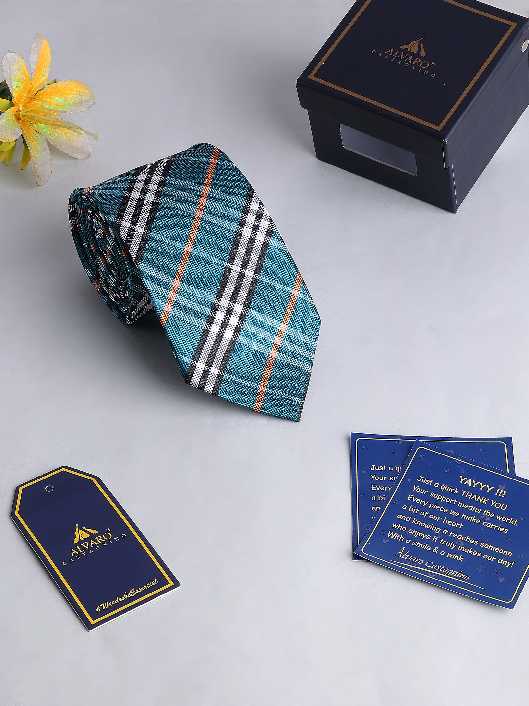 Teal & Amber Check Necktie