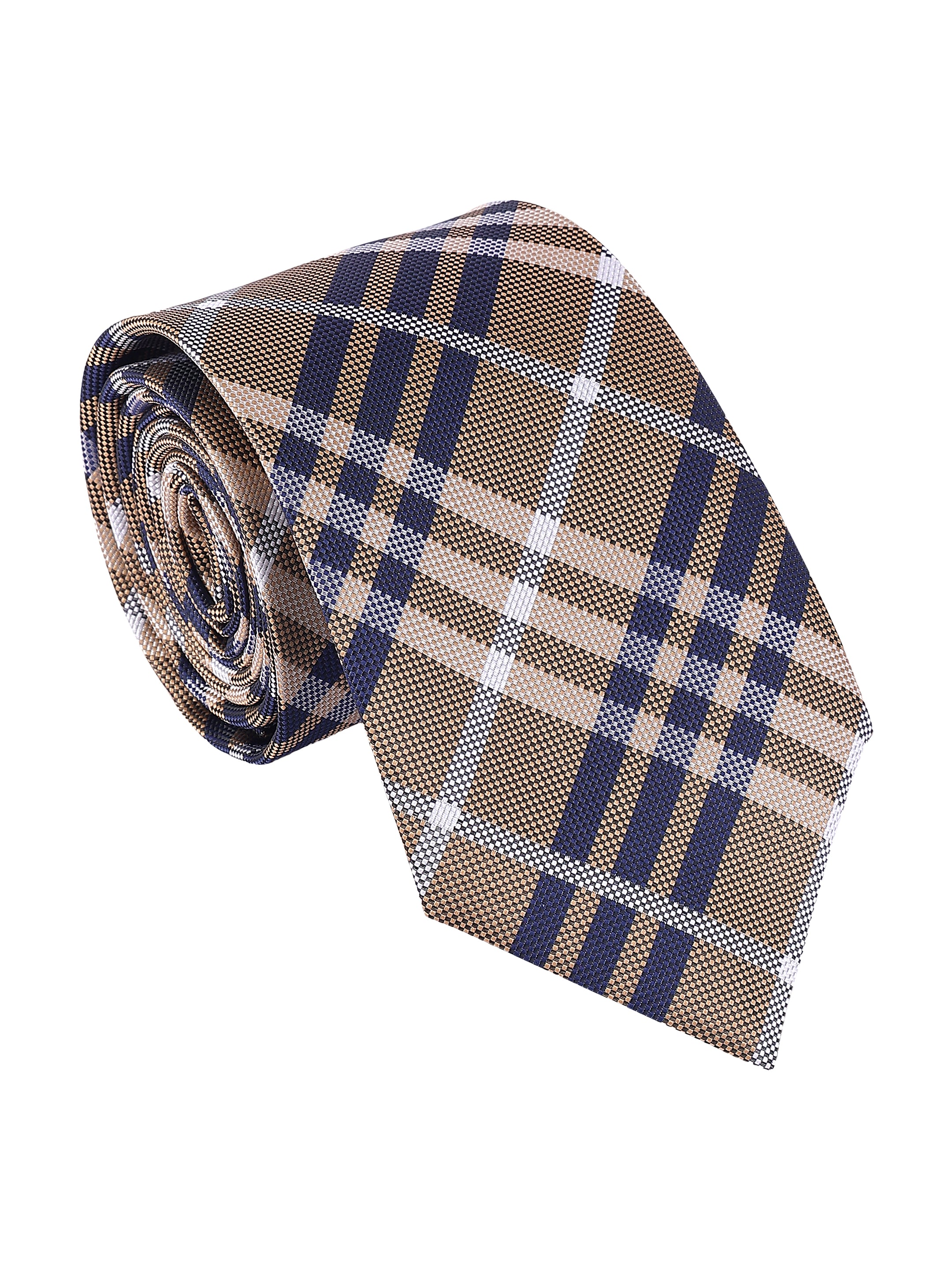 Brown & Navy Check Necktie