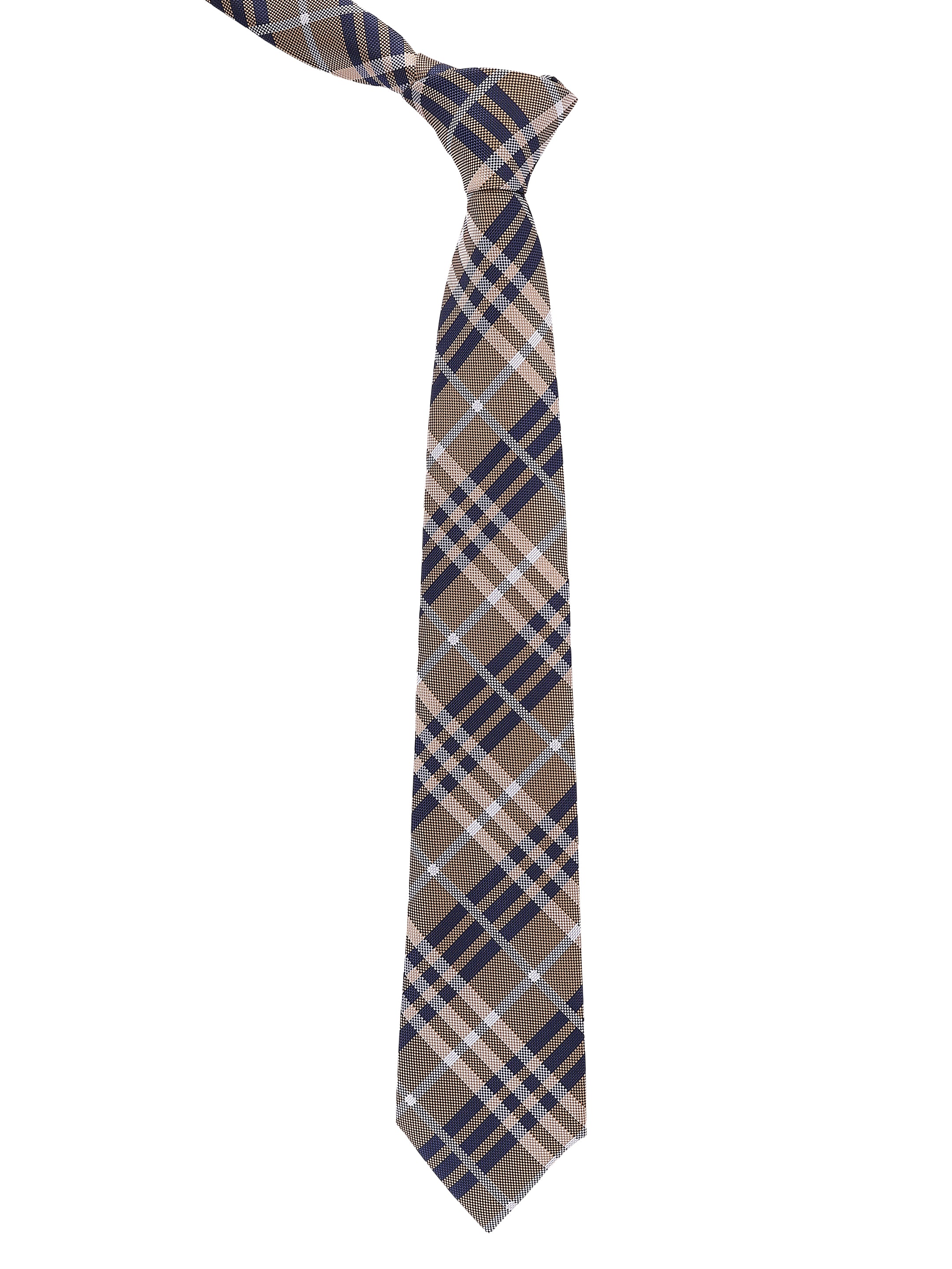 Brown & Navy Check Necktie
