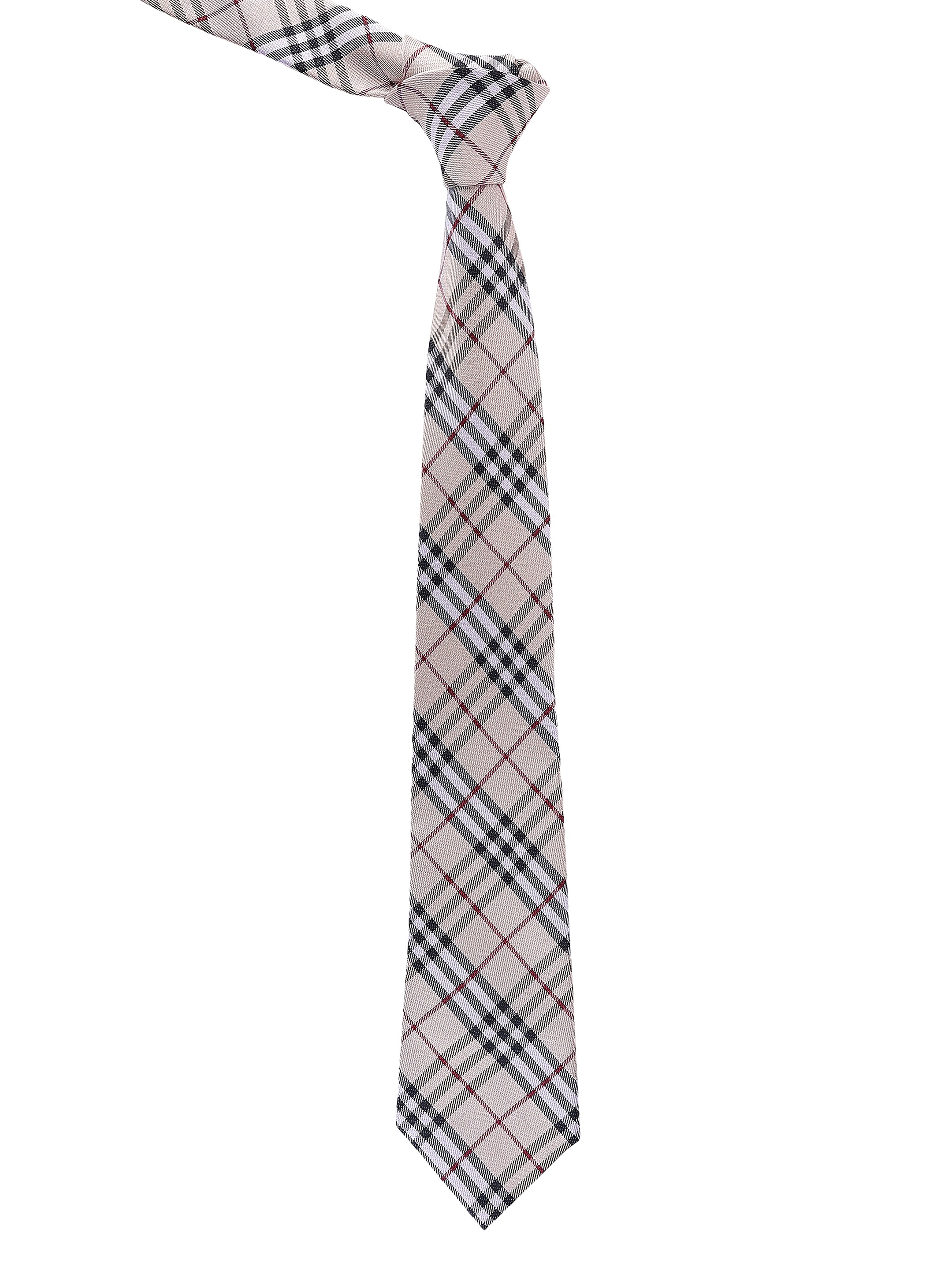 Beige & Crimson Check Necktie