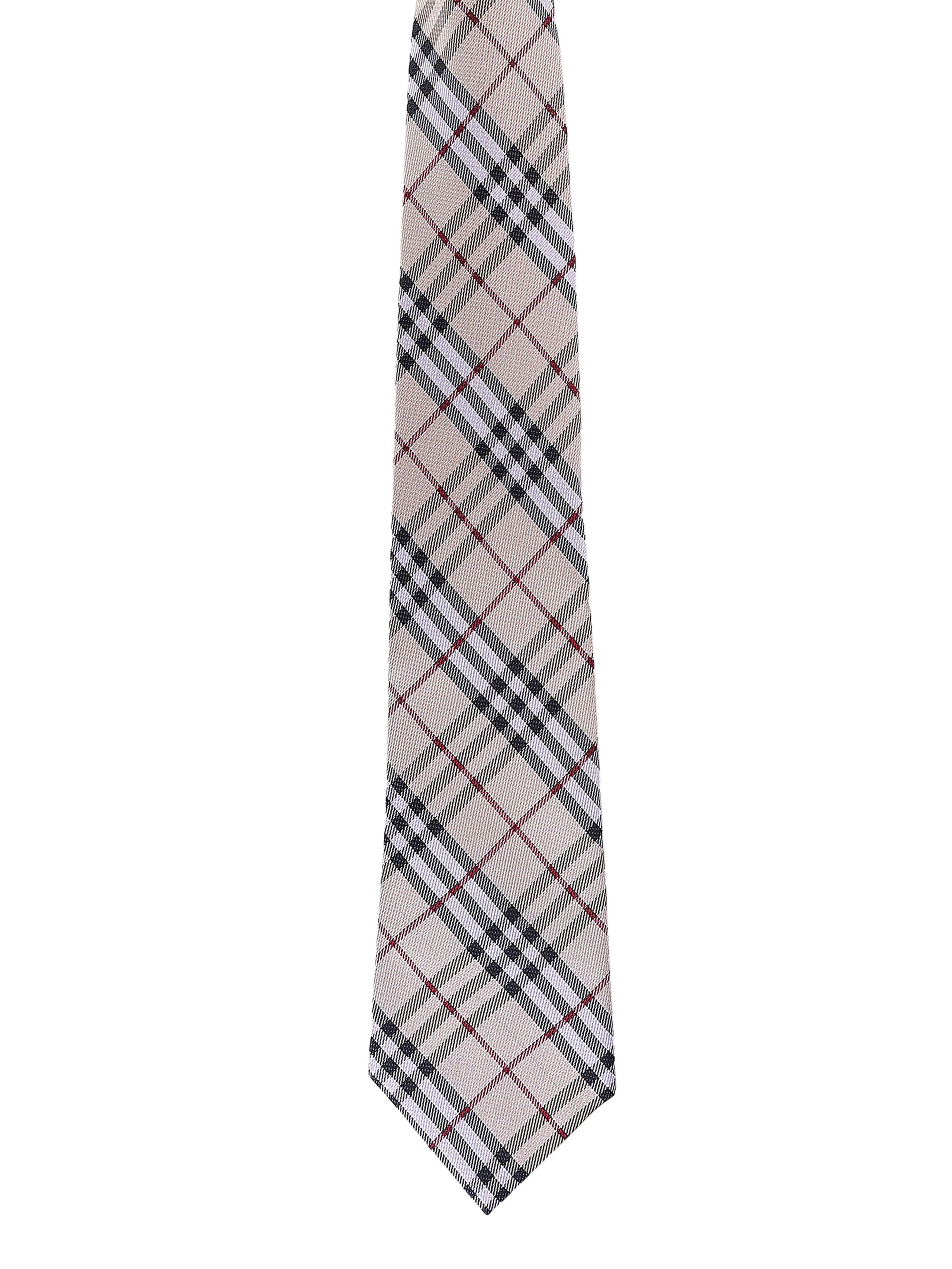 Beige & Crimson Check Necktie