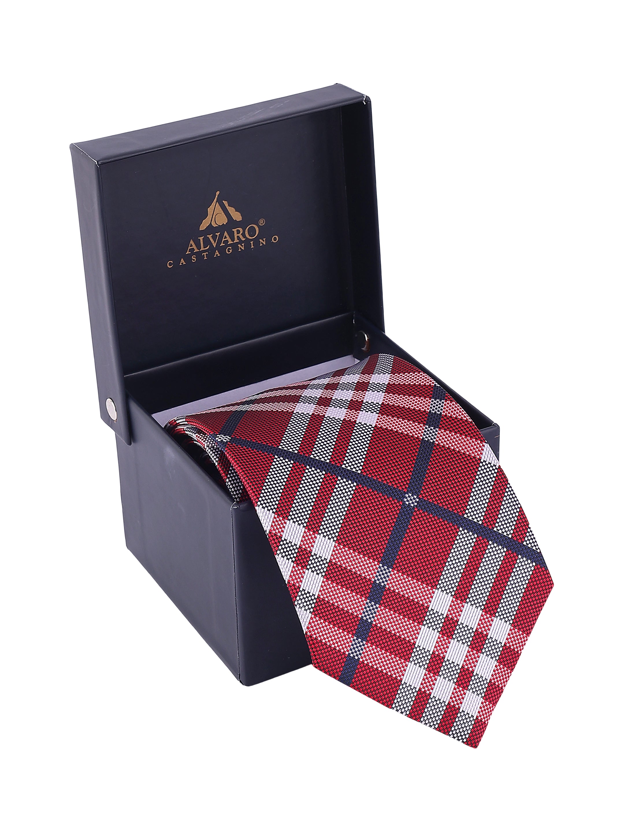 Red & Navy Plaid Necktie