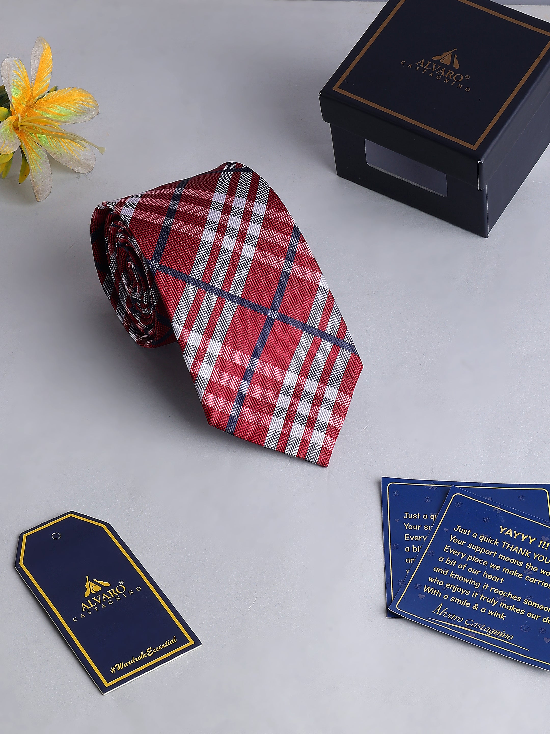 Red & Navy Plaid Necktie