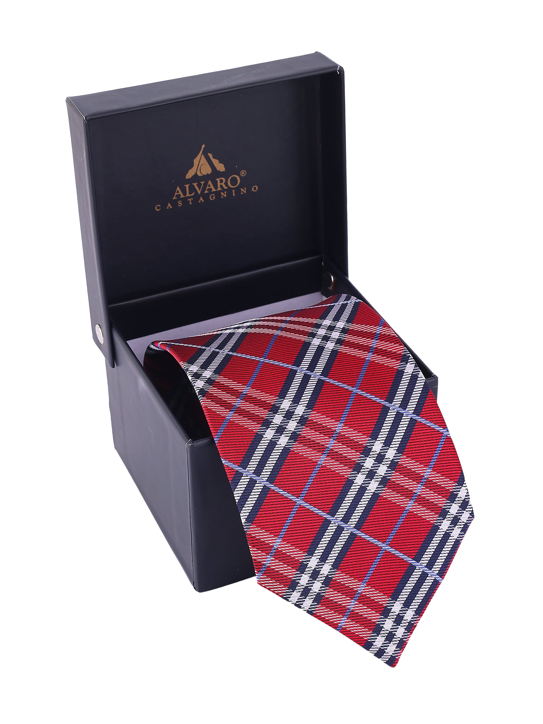 Crimson Red Plaid Necktie