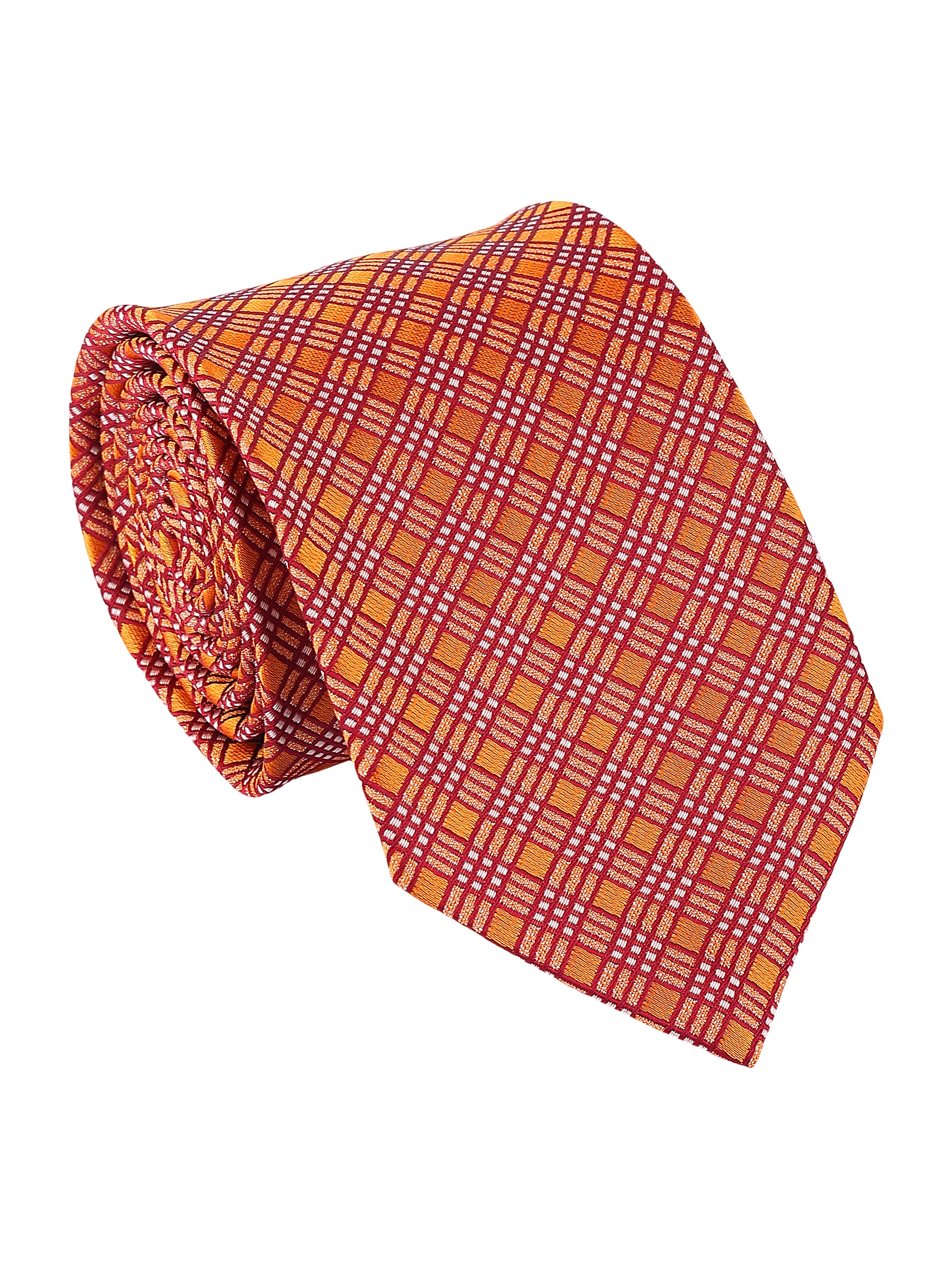 Orange & Crimson Check Necktie