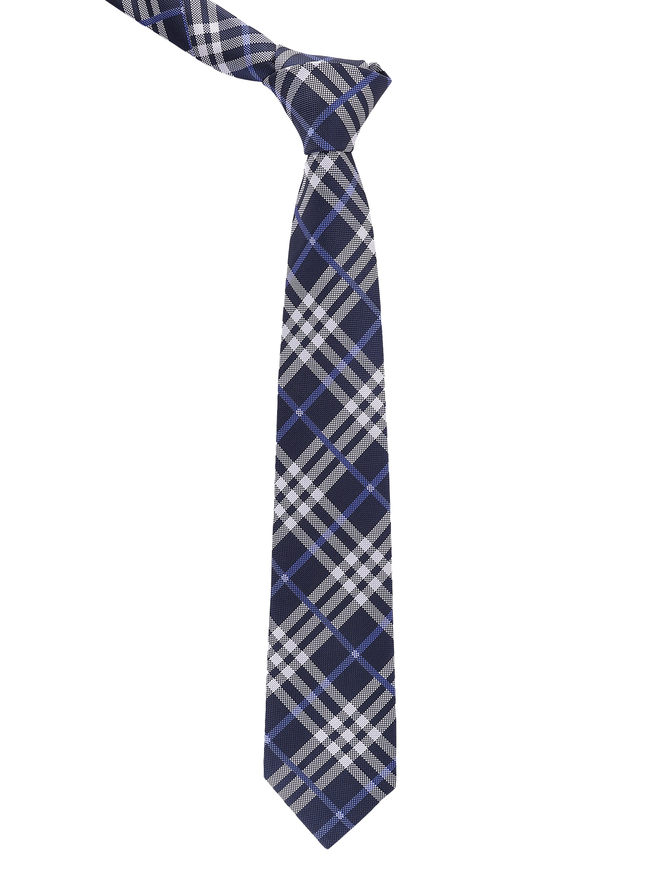 Navy & Silver Check Necktie