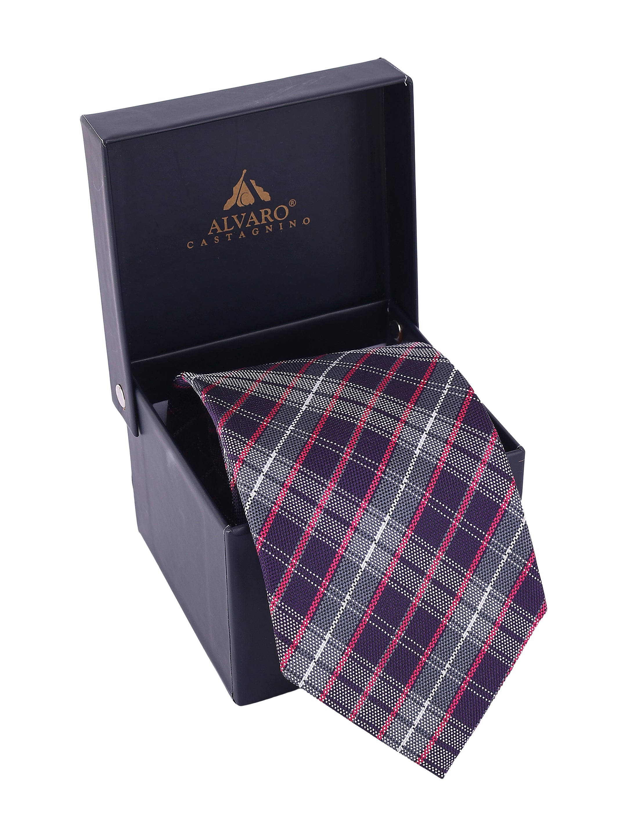 Purple & Pink check Necktie