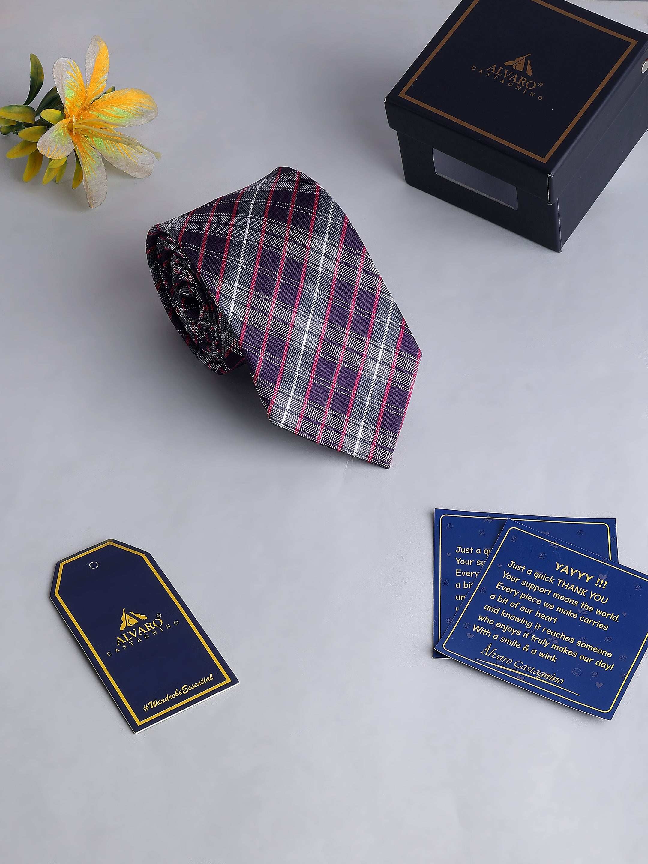 Purple & Pink check Necktie