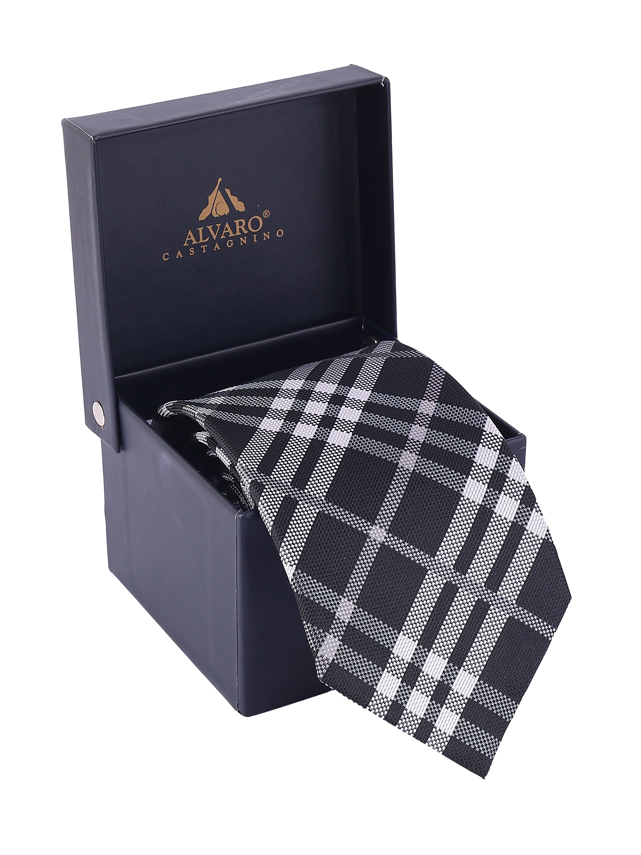 Black & Silver Check Necktie