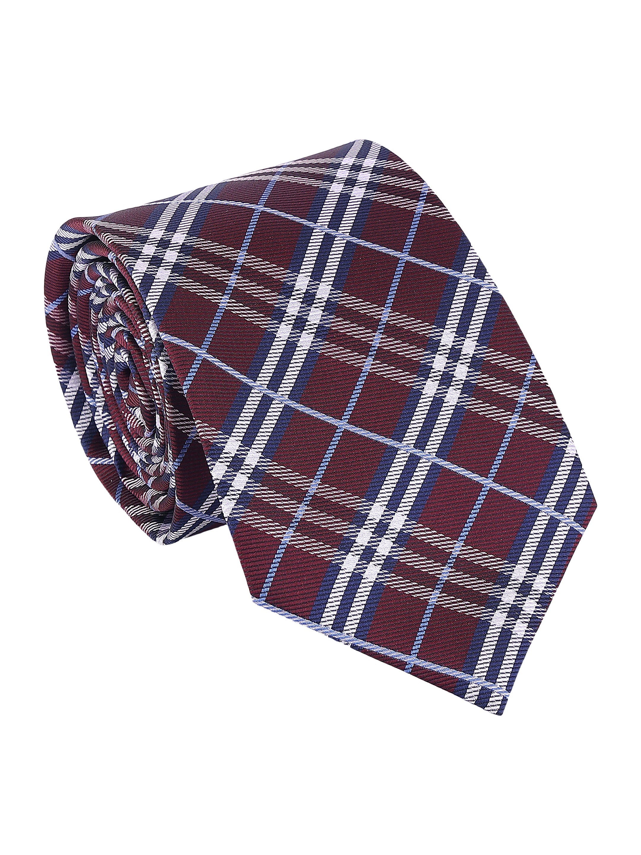 Burgundy & Sky Blue Plaid Necktie