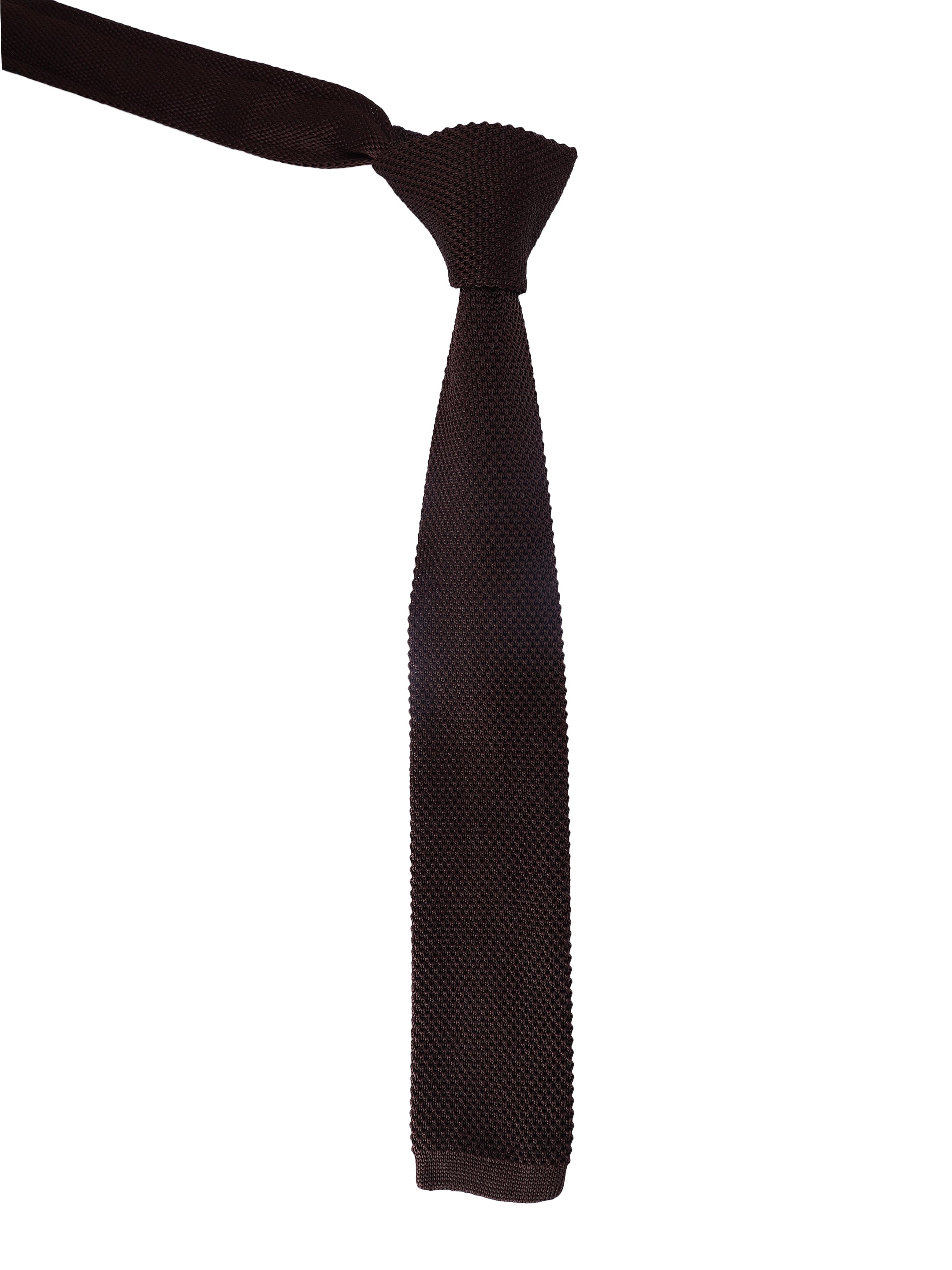 Solid Dark Brown Knitted Necktie
