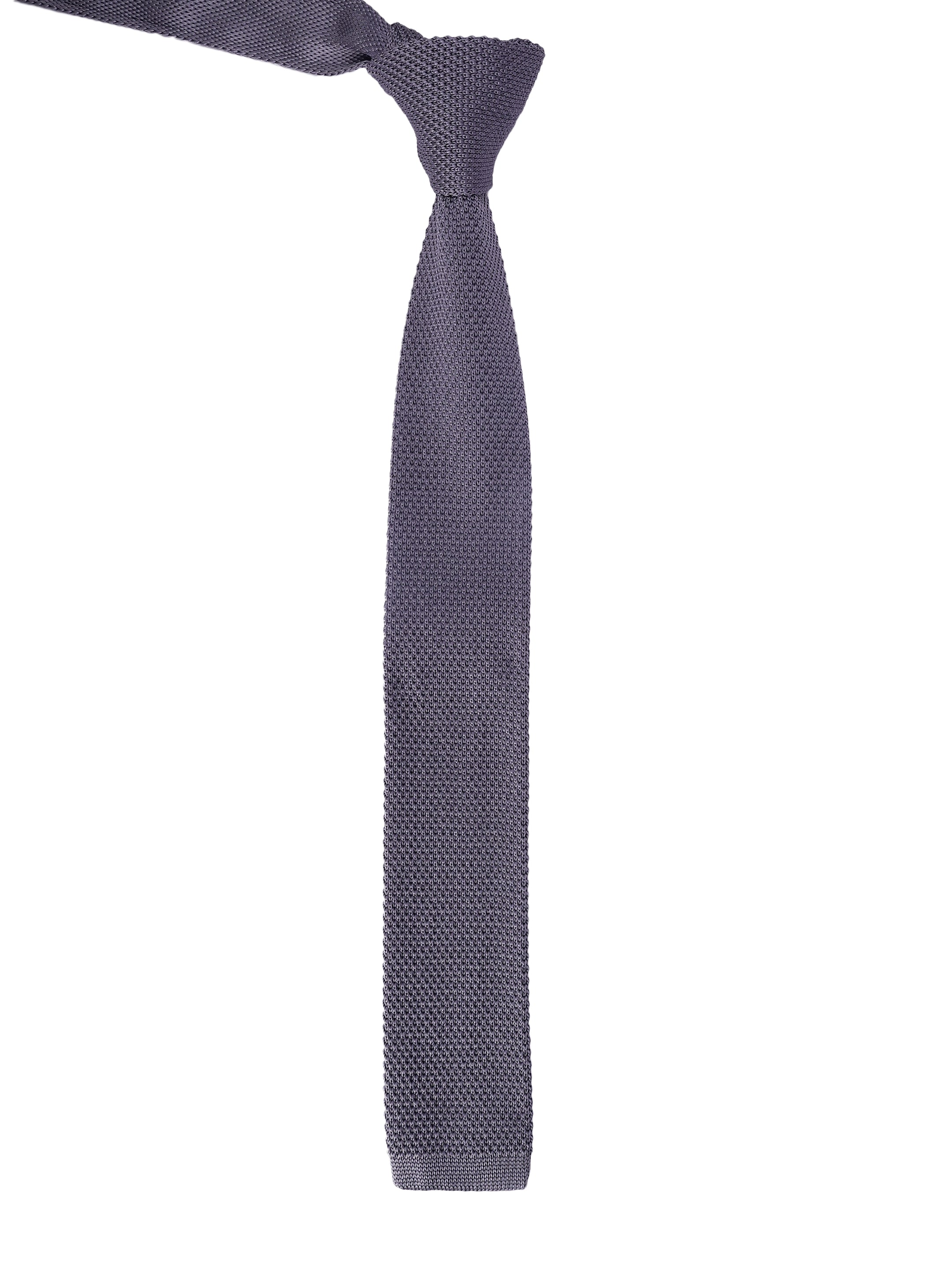 Solid Grey Knitted Necktie