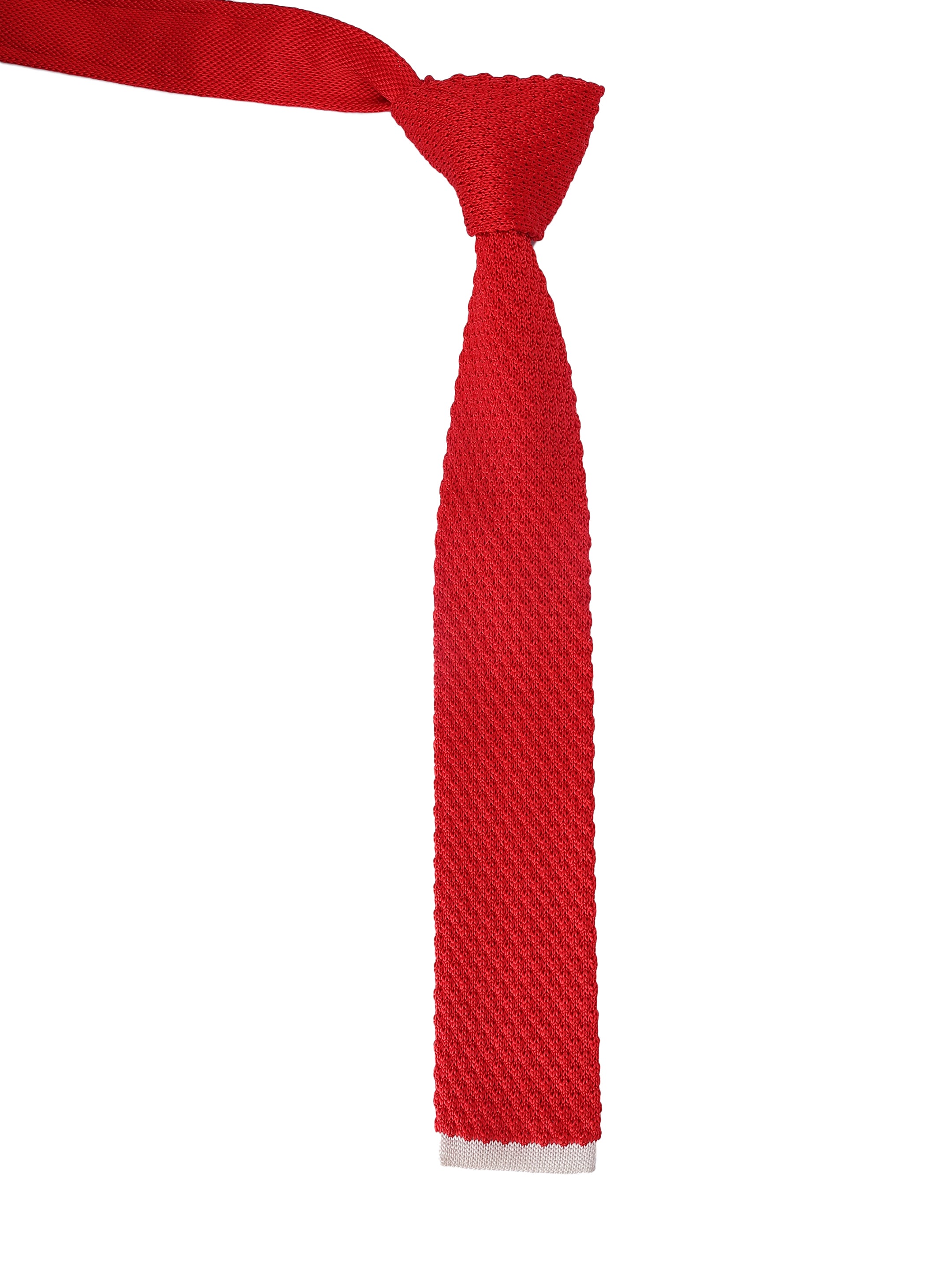 Red Knitted Solid Necktie