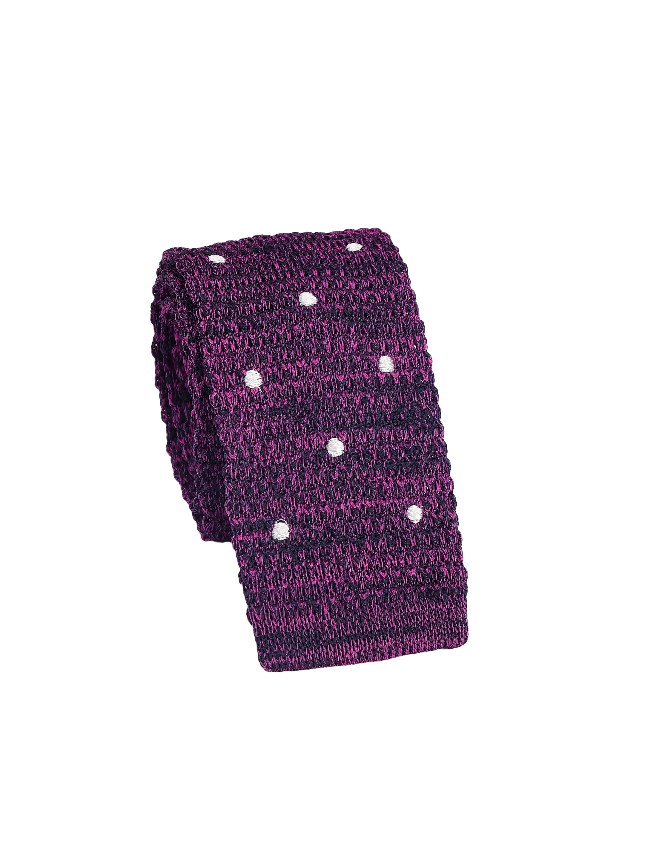 Purple Polka Dot Knitted Necktie