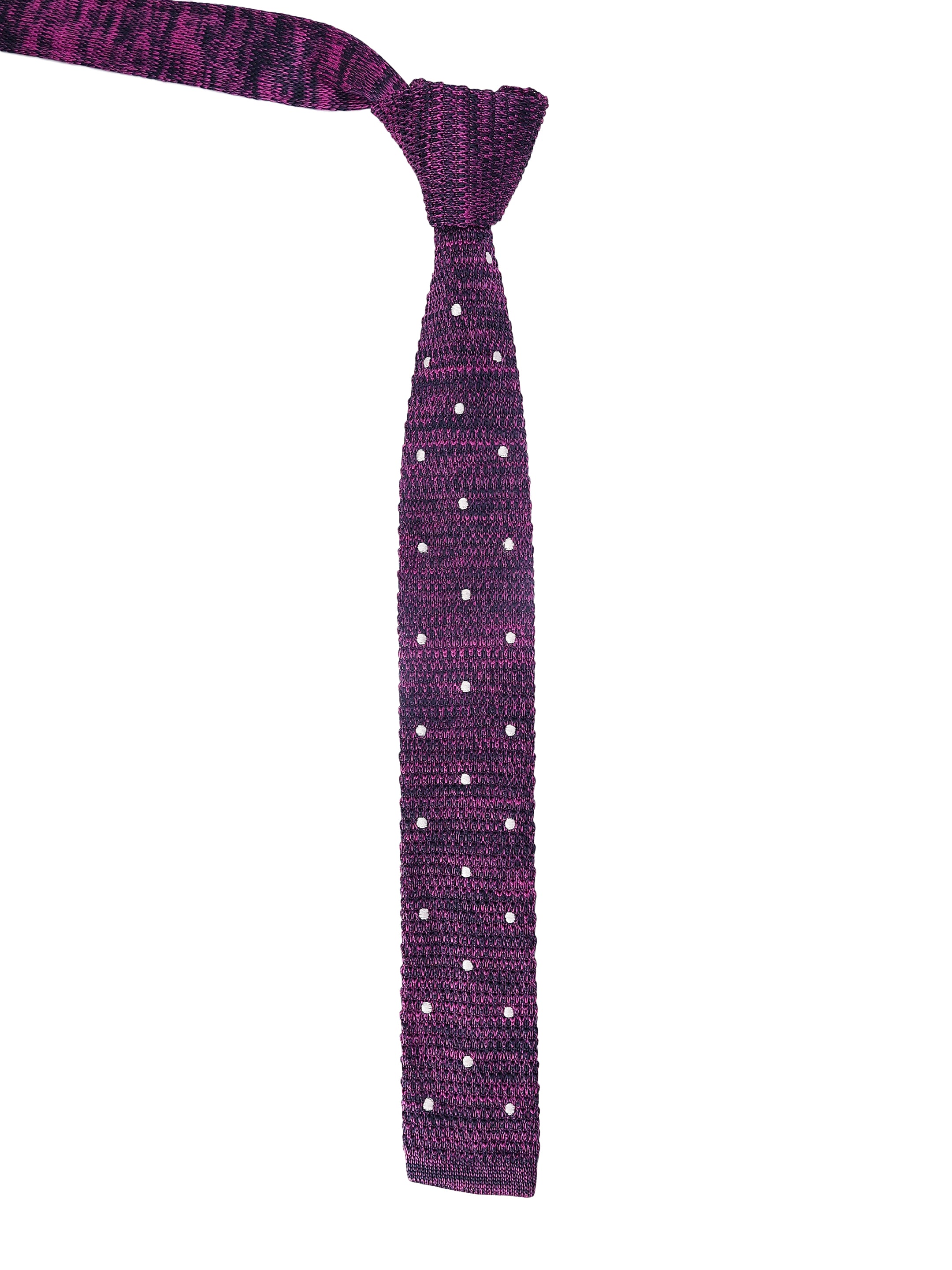 Purple Polka Dot Knitted Necktie