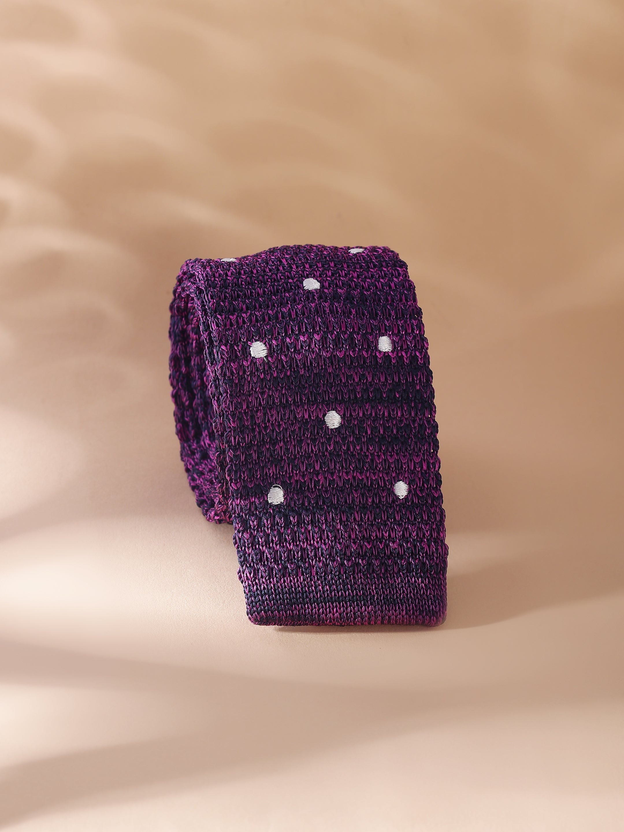 Purple Polka Dot Knitted Necktie