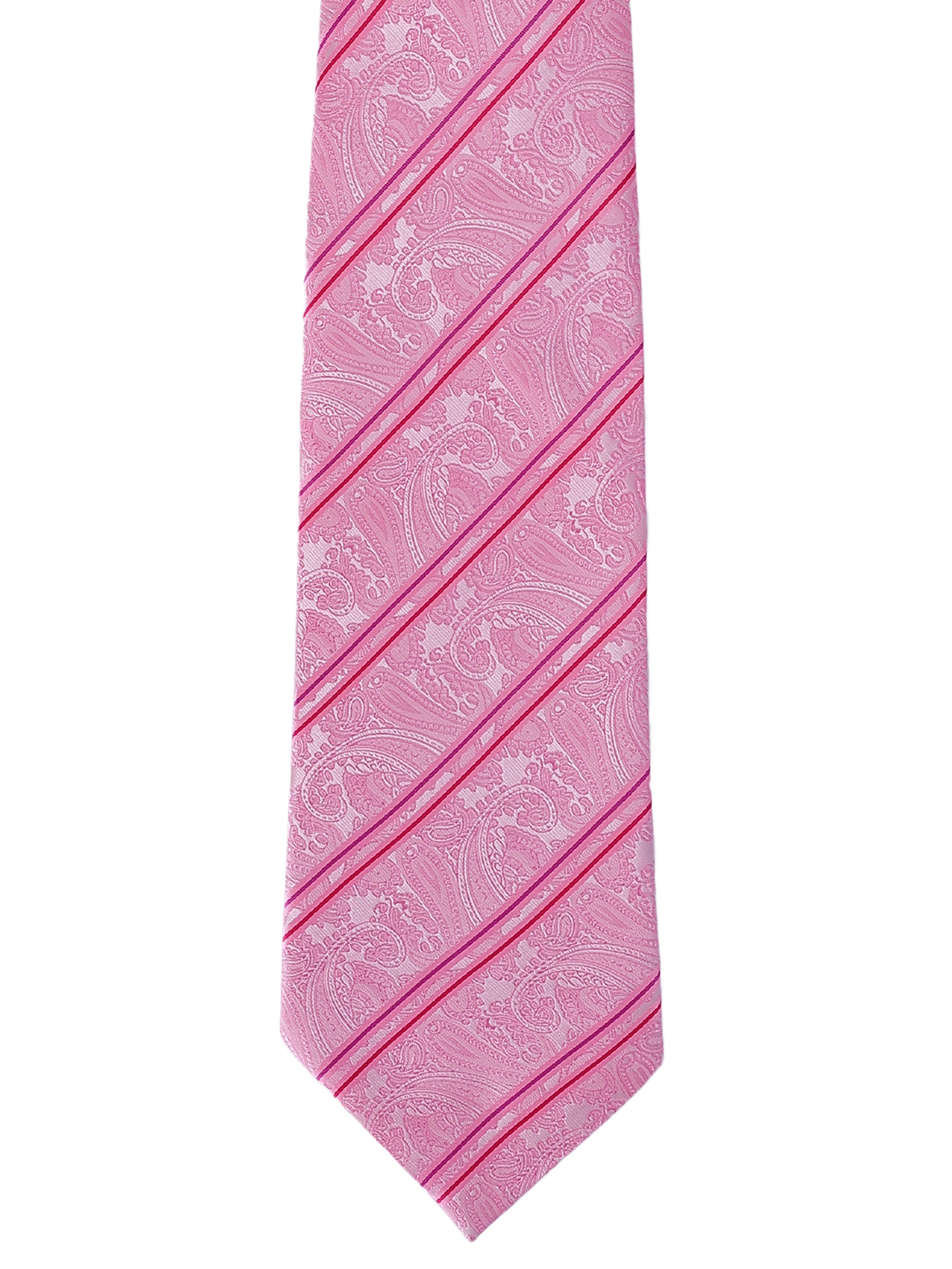 Pink Paisley Striped Necktie