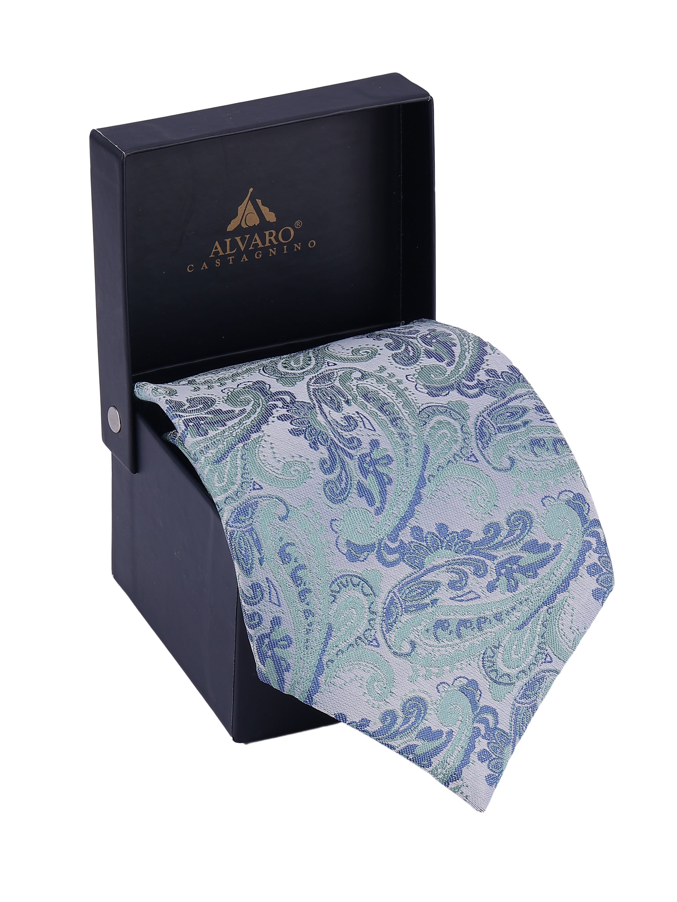 Grey & Blue Paisley Necktie