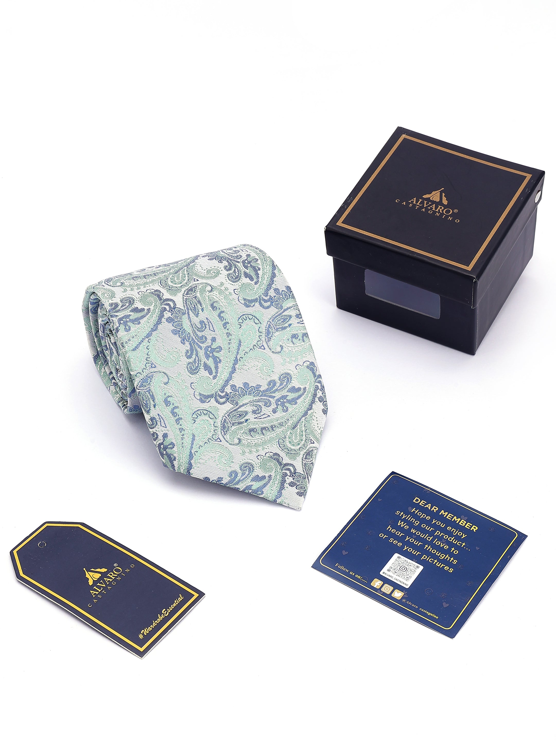Grey & Blue Paisley Necktie