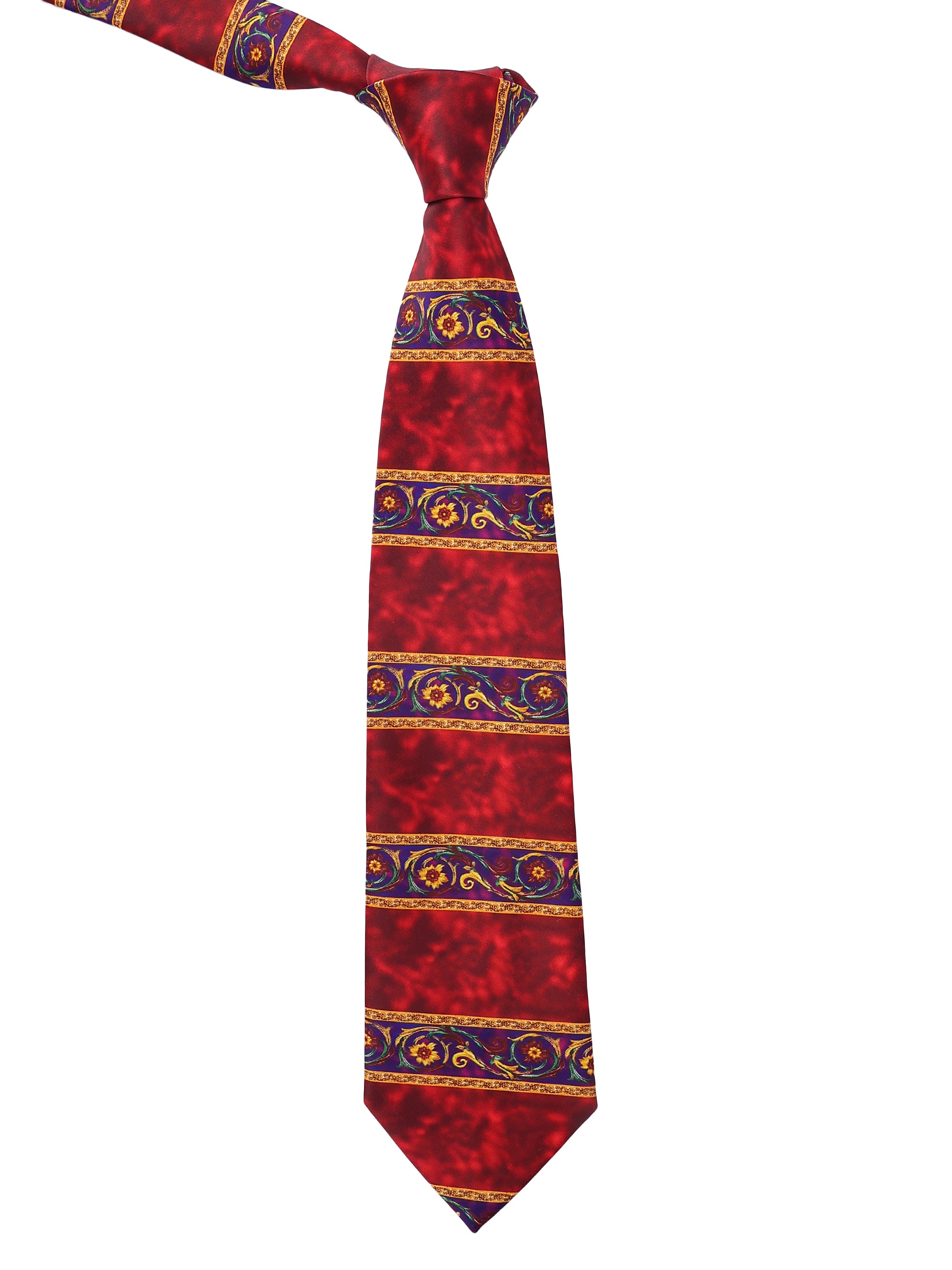 Maroon Floral Border Necktie