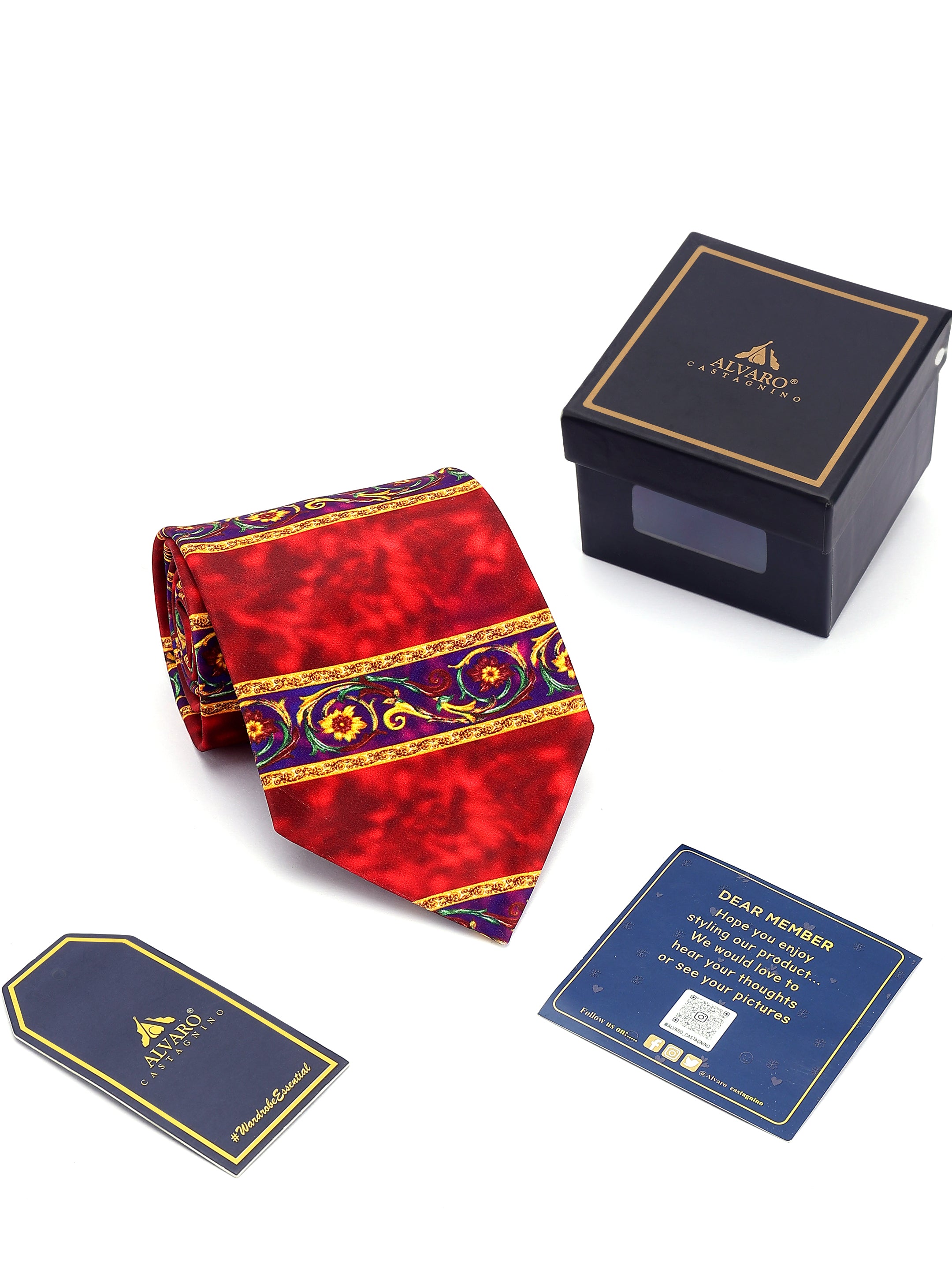 Maroon Floral Border Necktie