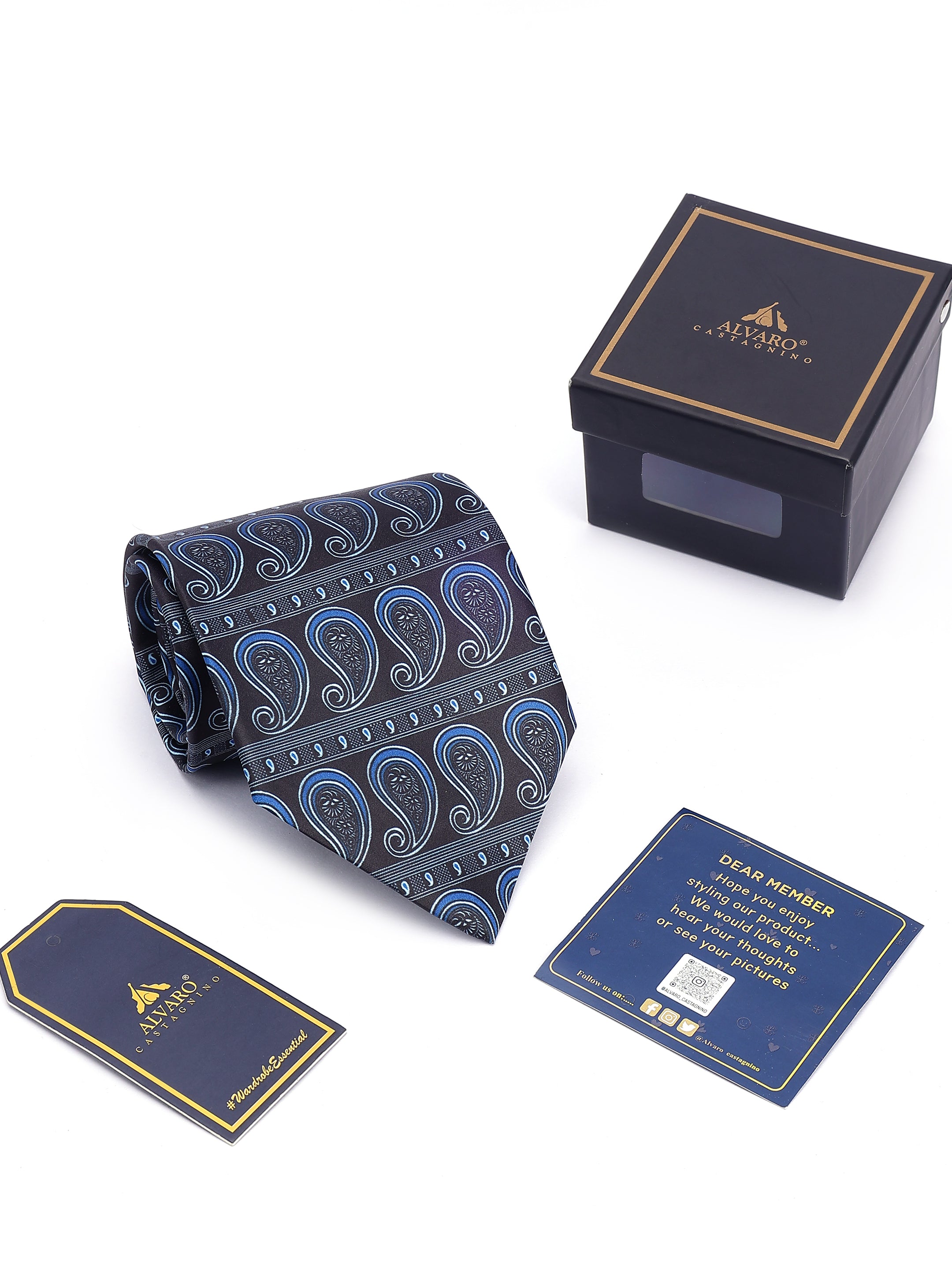 Midnight Black & Blue Paisley Necktie